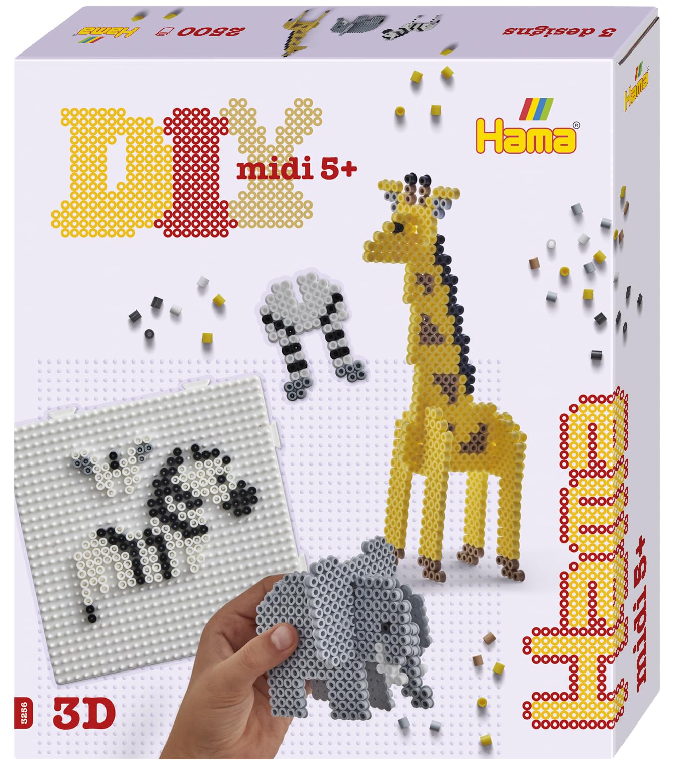 Hama Gift Box - 3D Safari | 2500 Fuse Beads & Large Square Pegboard