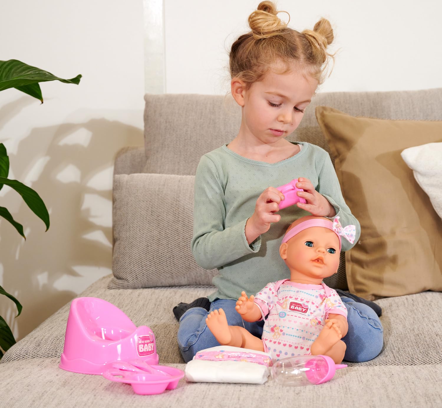 Simba New Born Baby Doll with Drink and Wet Function | 38 cm Vinyl Doll | Ages 3+ 6