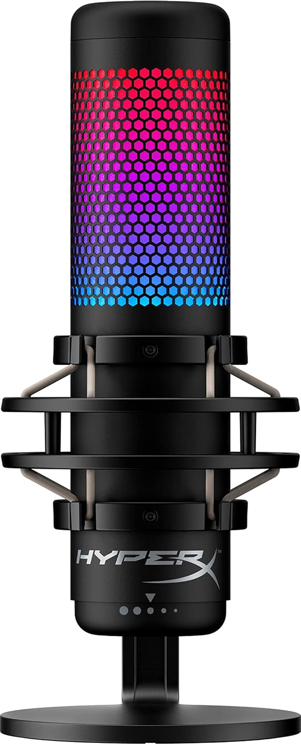 HyperX QuadCast S – RGB USB Condenser Microphone for PC, PS4, and Mac with Anti-Vibration Shock Mount, Built-in Pop Filter, and Customizable RGB Lighting