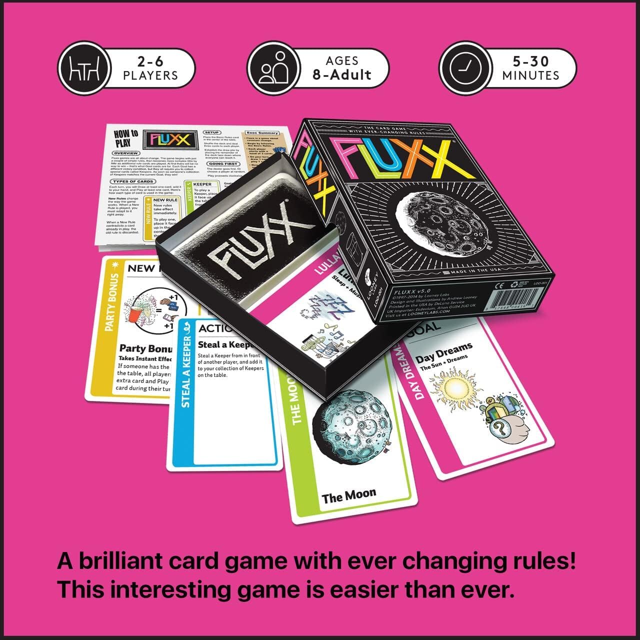 Looney Labs Fluxx 5.0 Card Game | 2-6 Players | Ages 8+ | 5-30 Min Play Time 3