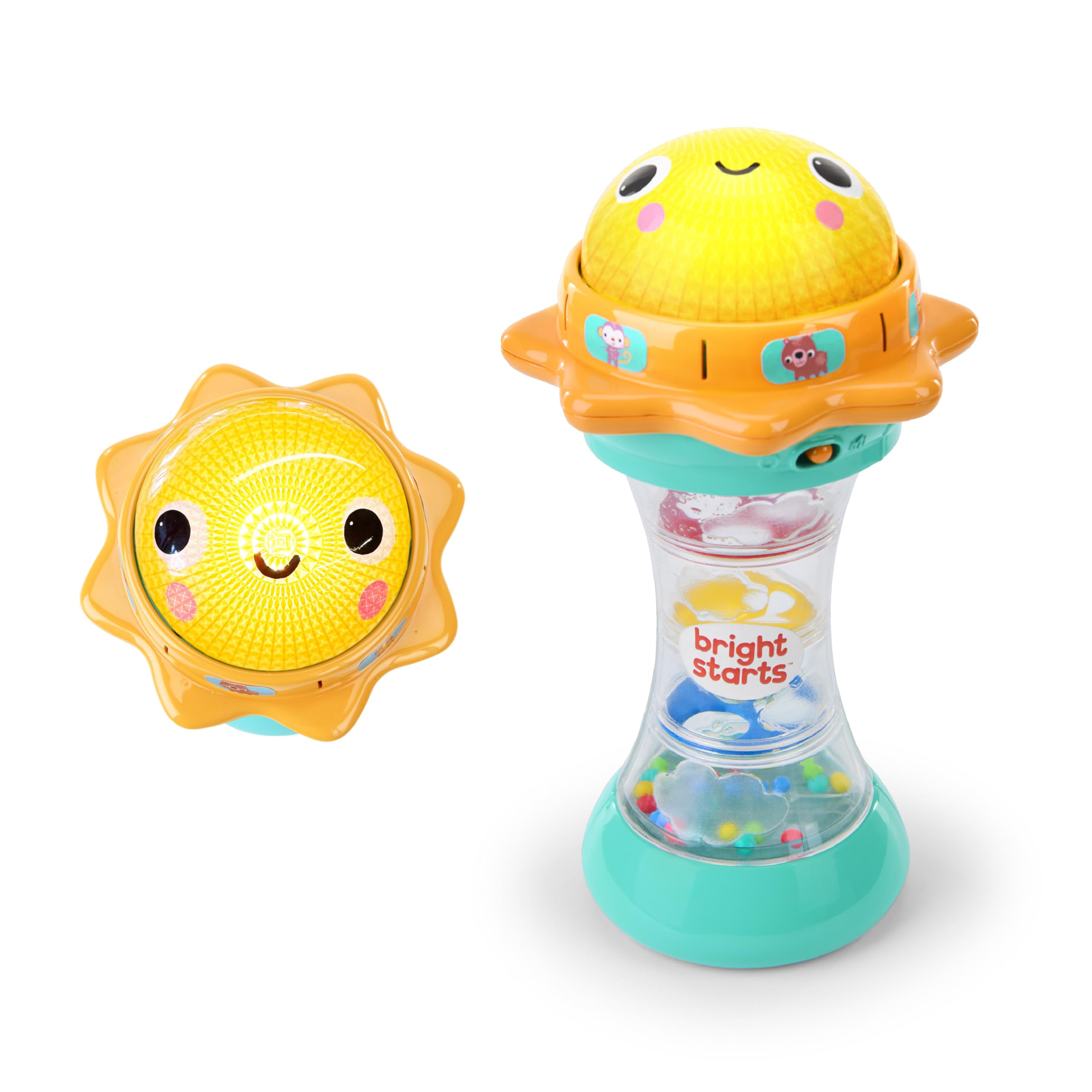 Bright Starts Just for Sun Flashlight Toy - Lights, Animal Sounds & Rattle Beads for Babies 6M+ 9