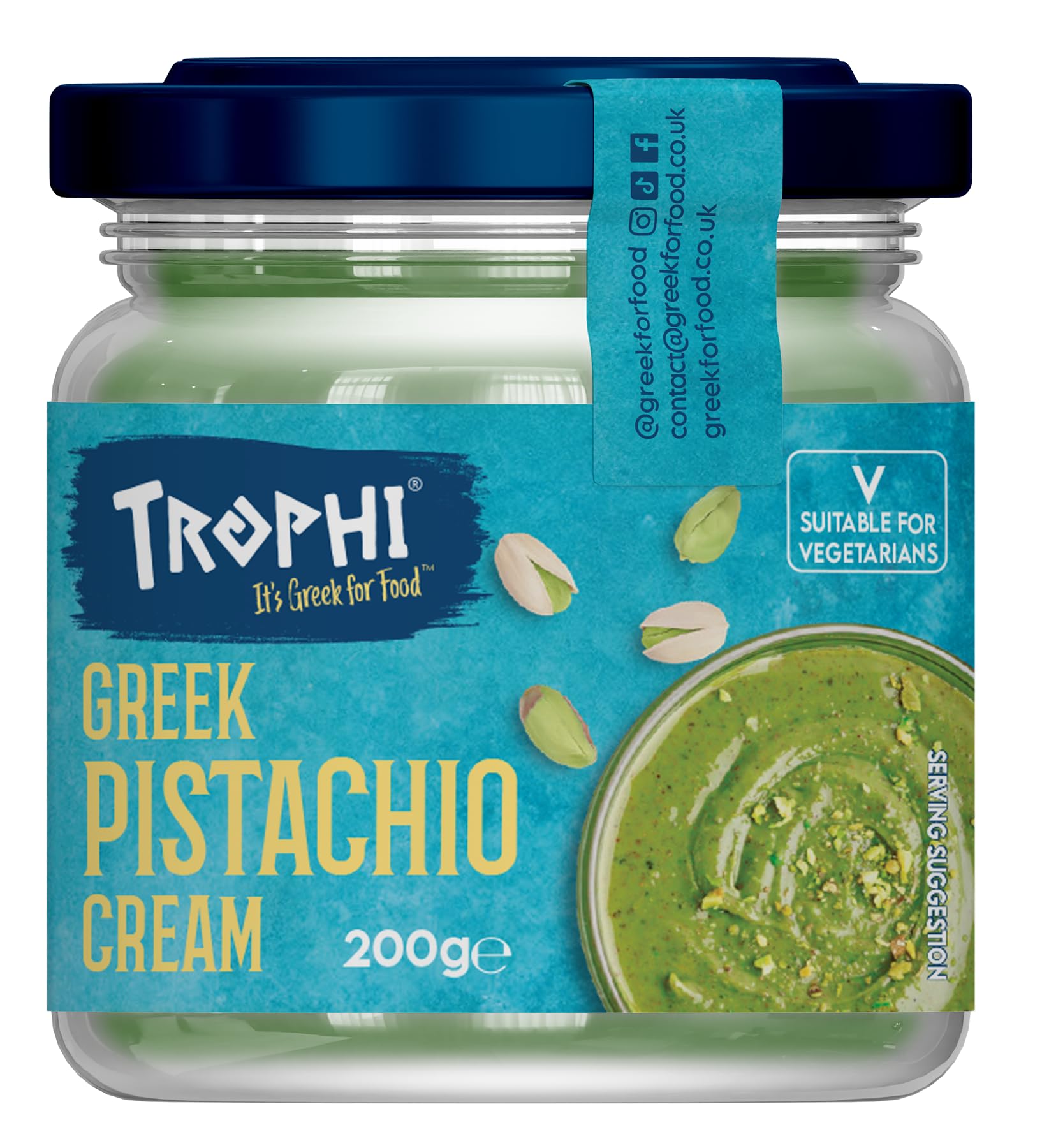 Trophi Pistachio Cream - Smooth Nut Spread with Real Pistachios, 200g