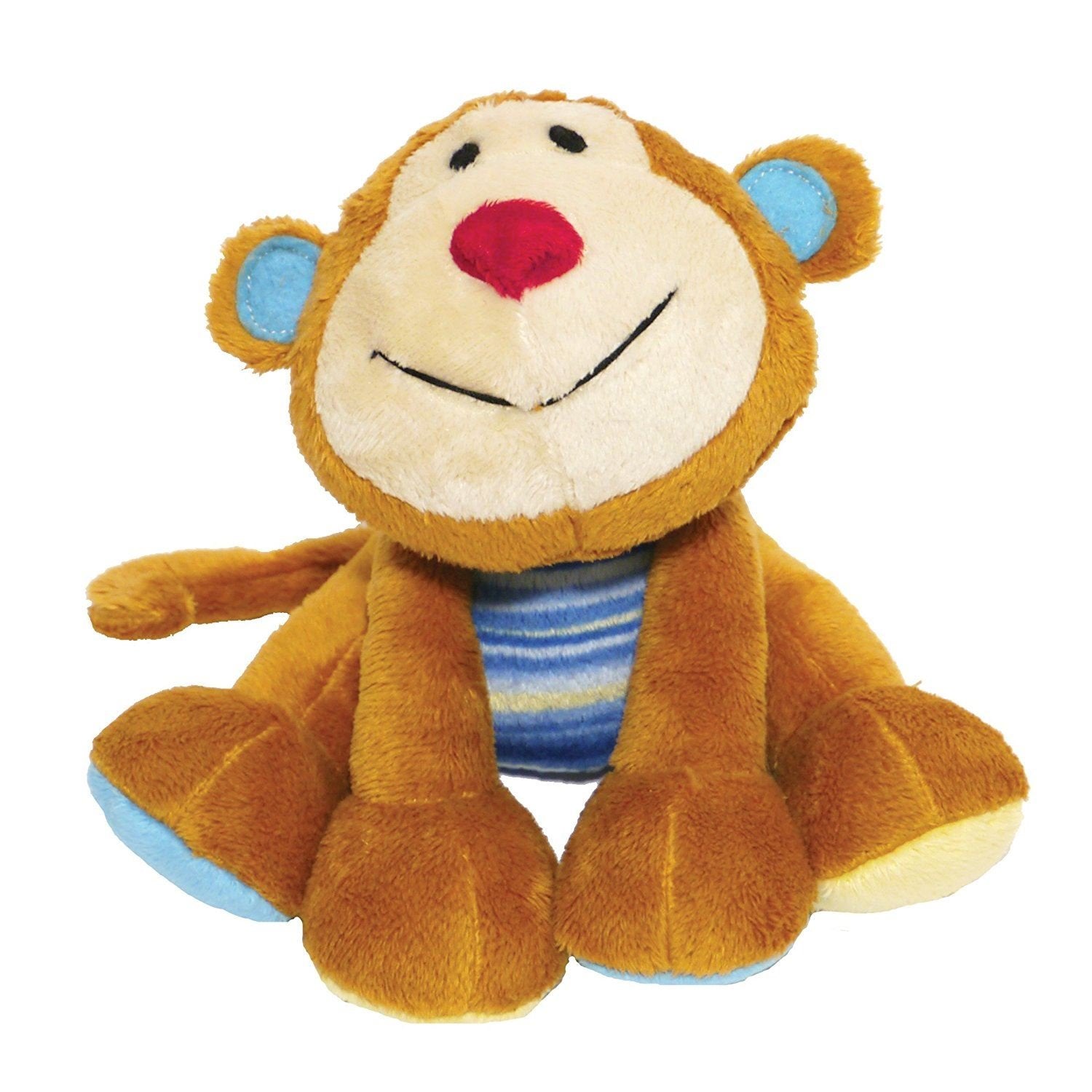 Rosewood Marvin Monkey Dog Toy - Mini Size Comfort Plush | Squeaker Inside | Brown/Tan/Blue 1