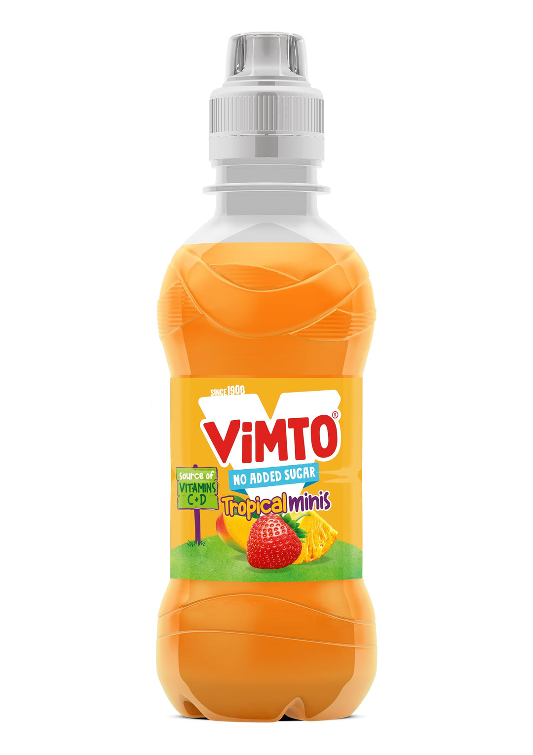 Vimto Kids Tropical Mango, Strawberry & Pineapple Juice Drink – No Added Sugar, 250ml Resealable Bottles (Pack of 6)