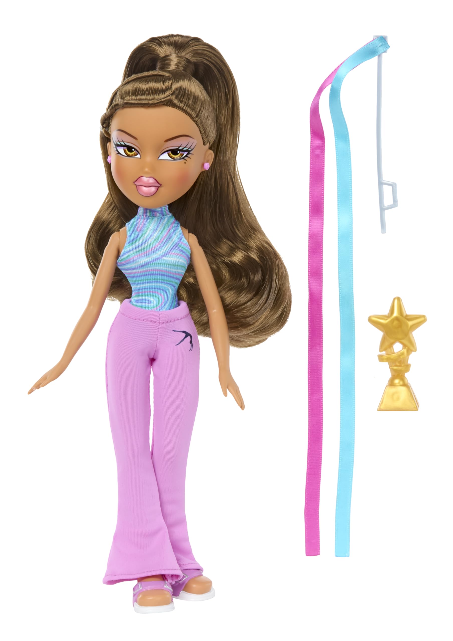 Bratz Play Sportz Yasmin Gymnastics Fashion Doll with Ribbon Accessory - Ages 3-10 11