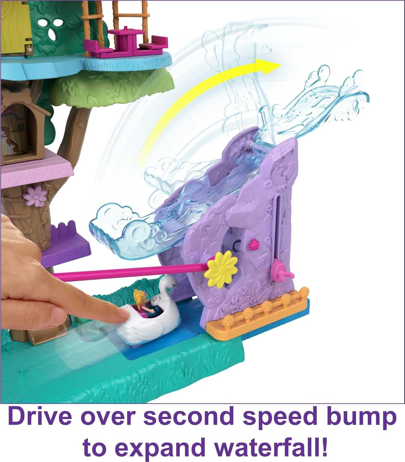 Polly Pocket Pollyville Pet Adventure Treehouse Playset - 5-Floor Treehouse with Micro Dolls & Swan Vehicle 4
