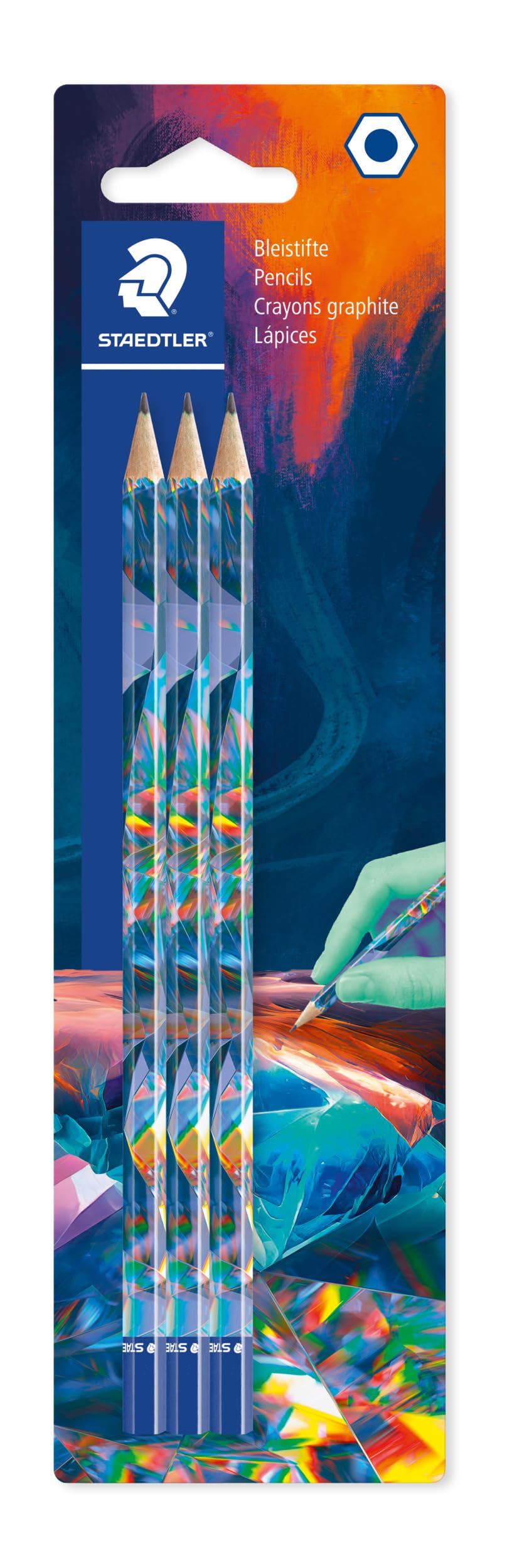STAEDTLER HB Drawing Pencils - Wood-Free, Hexagonal, Multiverse Design | Pack of 3