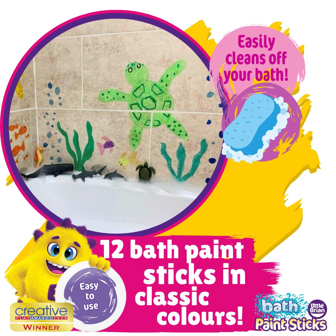 Little Brian Bath Paint Sticks - Mess-Free, Quick-Drying Art for Kids | 12 Pack Assorted Colours 3