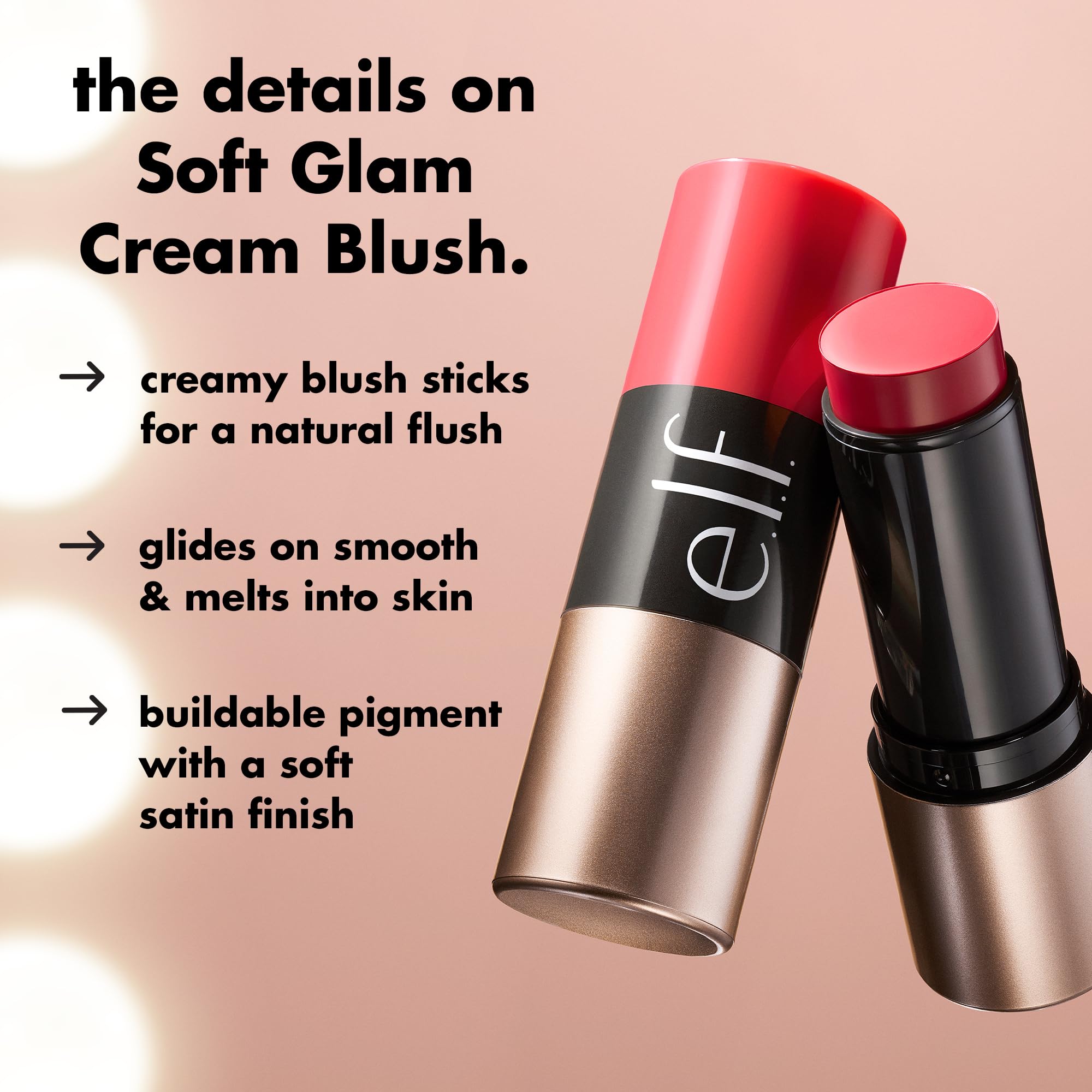 e.l.f. Soft Glam Cream Blush Stick - Melon-Drama | Crayon Form | Full Coverage 2