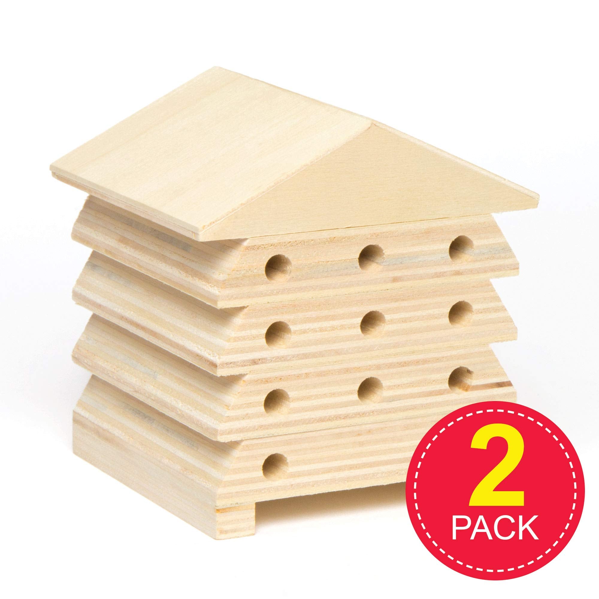 Baker Ross Wooden Bee Houses AC805 - Pack of 2 for Kids Crafting | 11 x 10.5 cm 2
