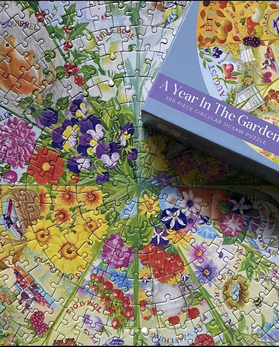 Gibsons A Year in the Garden Circular Jigsaw Puzzle - 500 Pieces | Nature Seasons Theme | 49cm Diameter 4