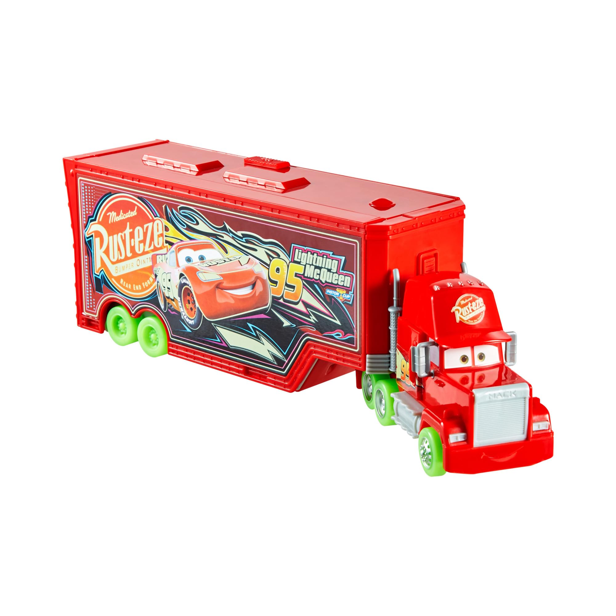 Disney and Pixar Cars Glow Racers Transforming Mack Playset - 2-in-1 Glow-in-the-Dark Vehicle with Launcher & Tune-Up Station