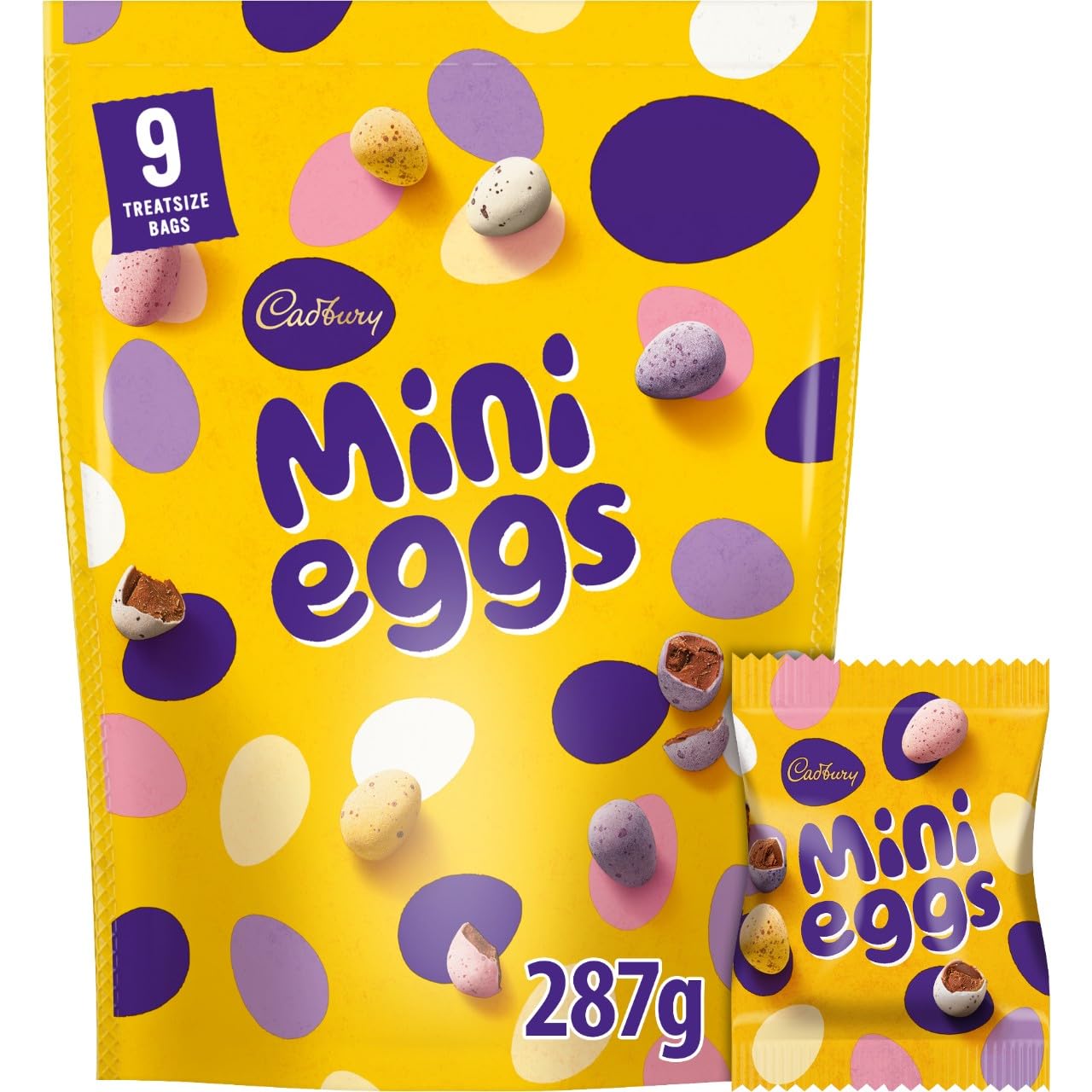 Cadbury Mini Eggs Pouch - Crunchy Milk Chocolate Eggs | 287g Bag | Vegetarian Friendly