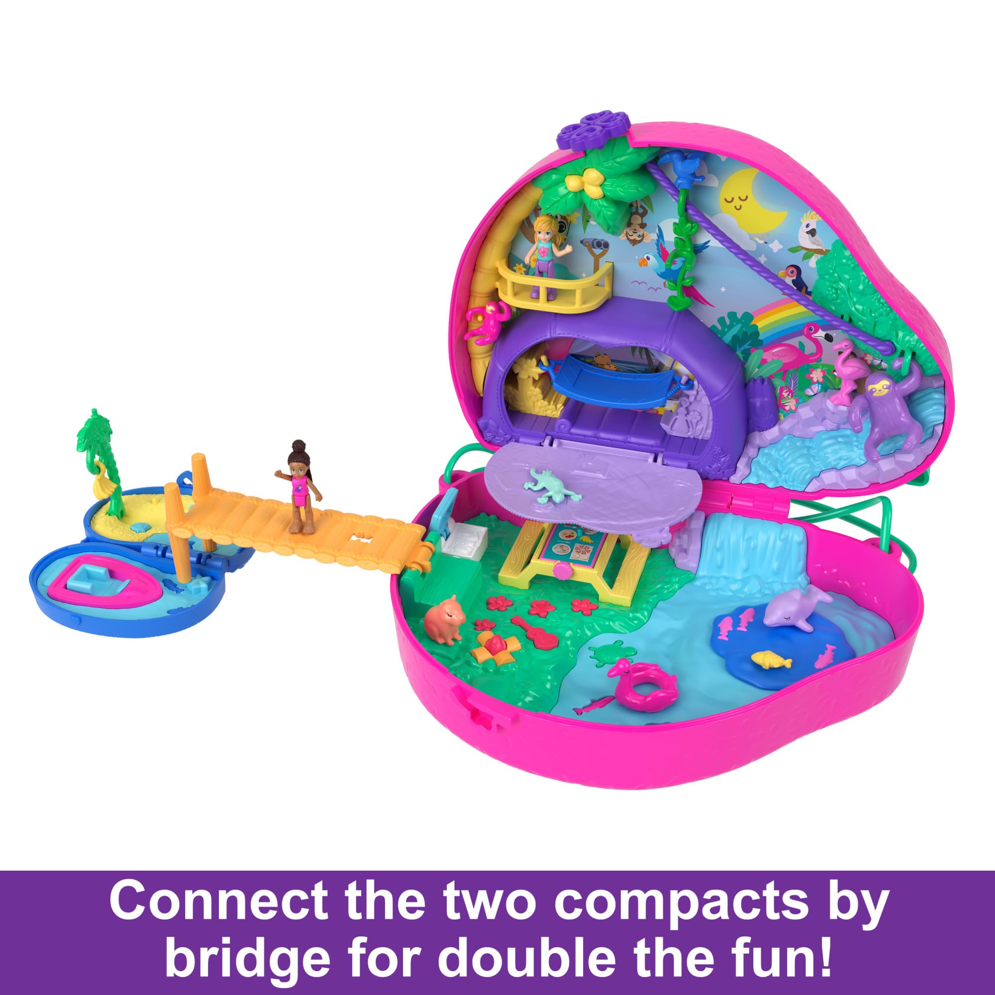 Polly Pocket Sloth Family 2-in-1 Purse Compact Playset with 2 Micro Dolls & 12 Accessories 11