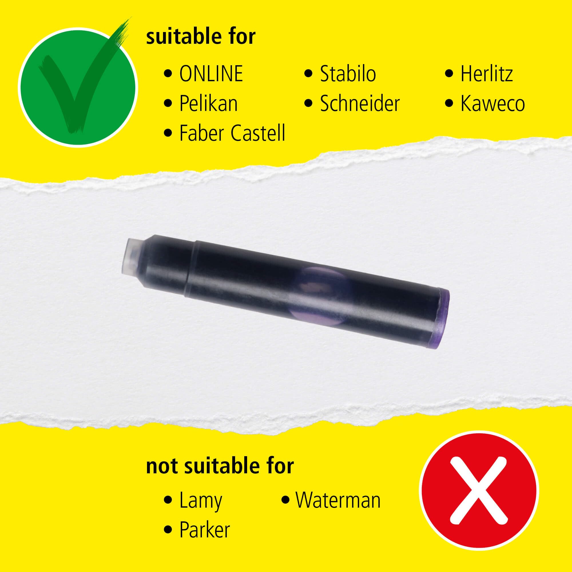 Online Standard Fountain Pen Ink Cartridges - Universal Fit, Lilac, 6 Pack 4