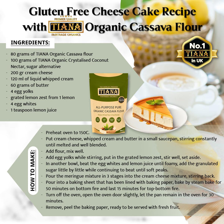 TIANA Organic Gluten-Free Cassava Flour 500g - 1:1 Wheat Flour Substitute