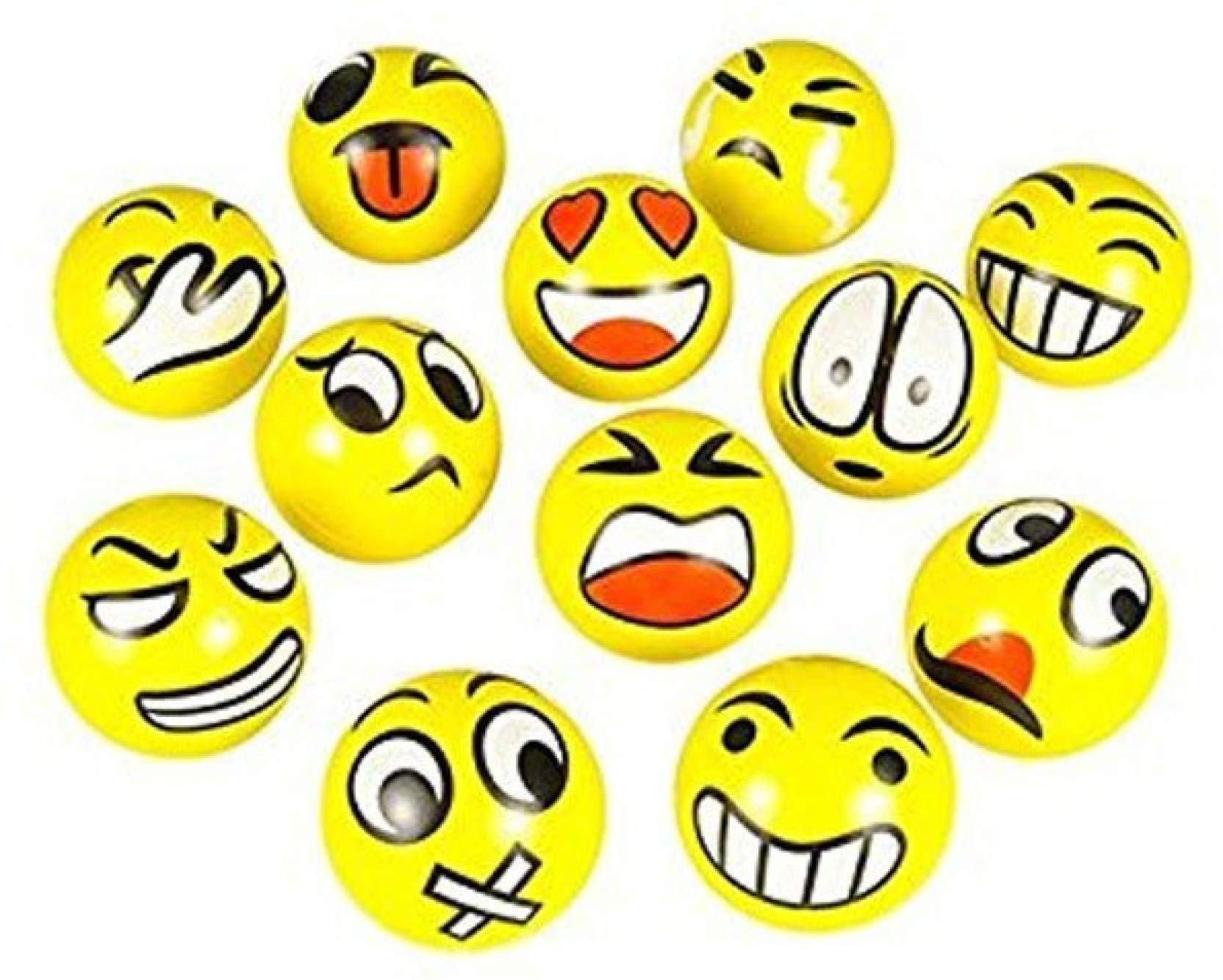 SHATCHI 24 Pack Happy Yellow Emoji Stress Balls - 6cm PU Foam | Unisex Kids/Adults 2