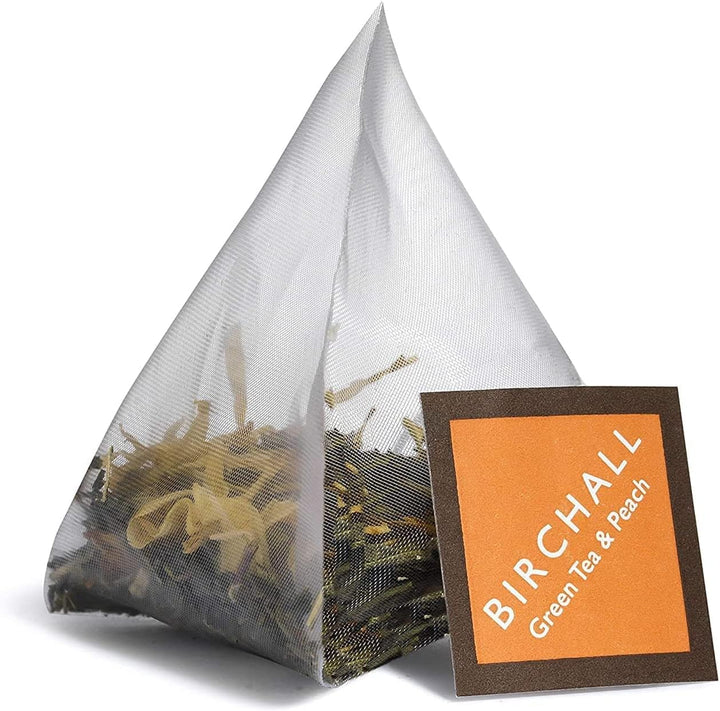 Birchall Green Tea & Peach - 20 Enveloped Plant-Based Prism Tea Bags