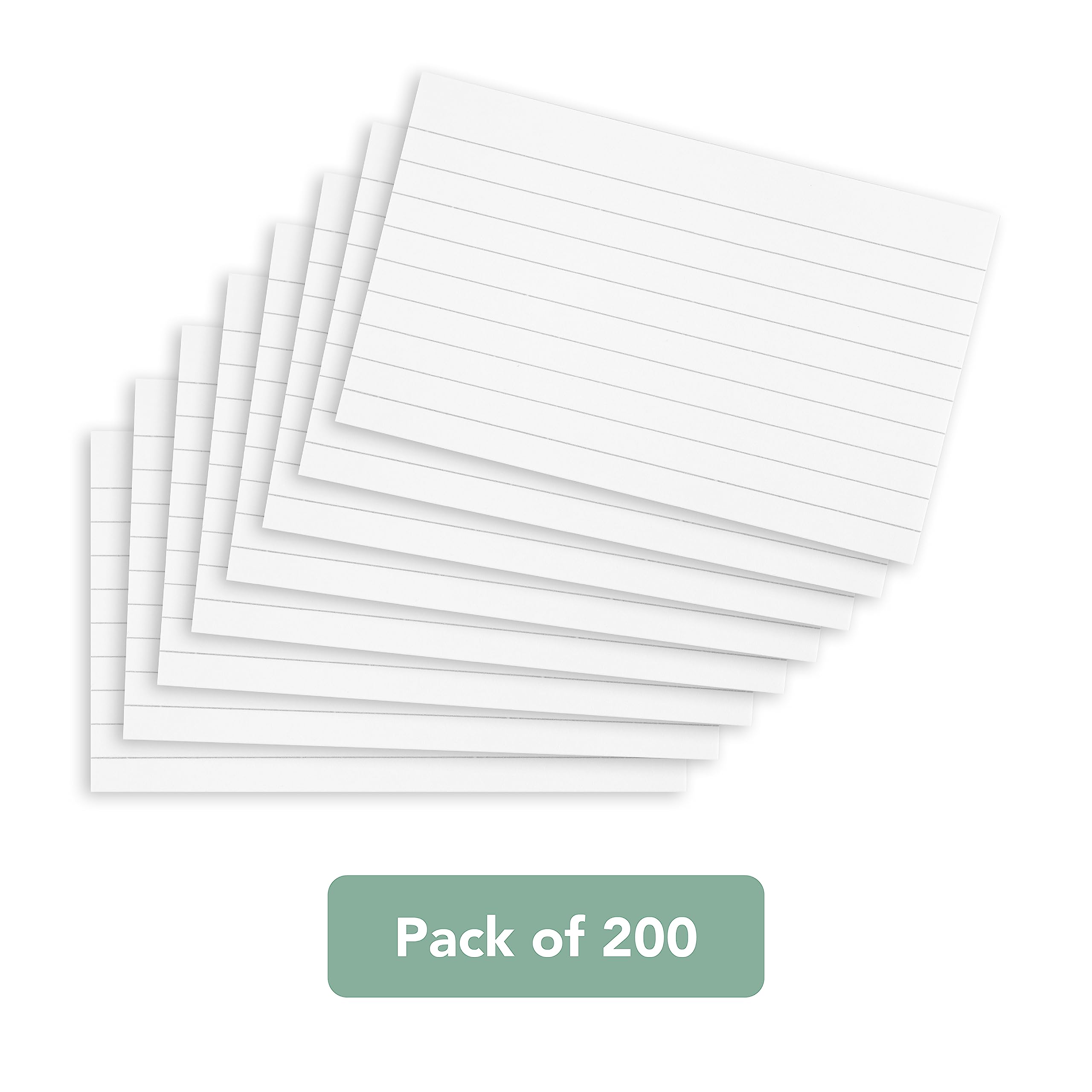 SUMMIT Index Cards - 200 Pack Lined Revision Cards | 125 x 75 mm | White Cardboard