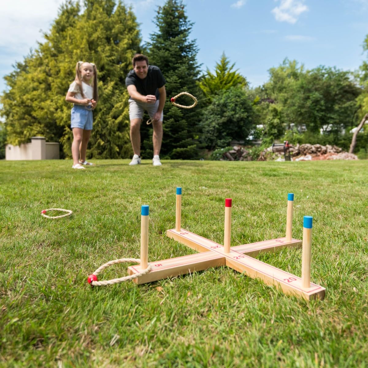 Grasshopper Games Wooden Ring Toss Game Set | FSC-Certified Wood | Indoor/Outdoor Play | Ages 3+ 2