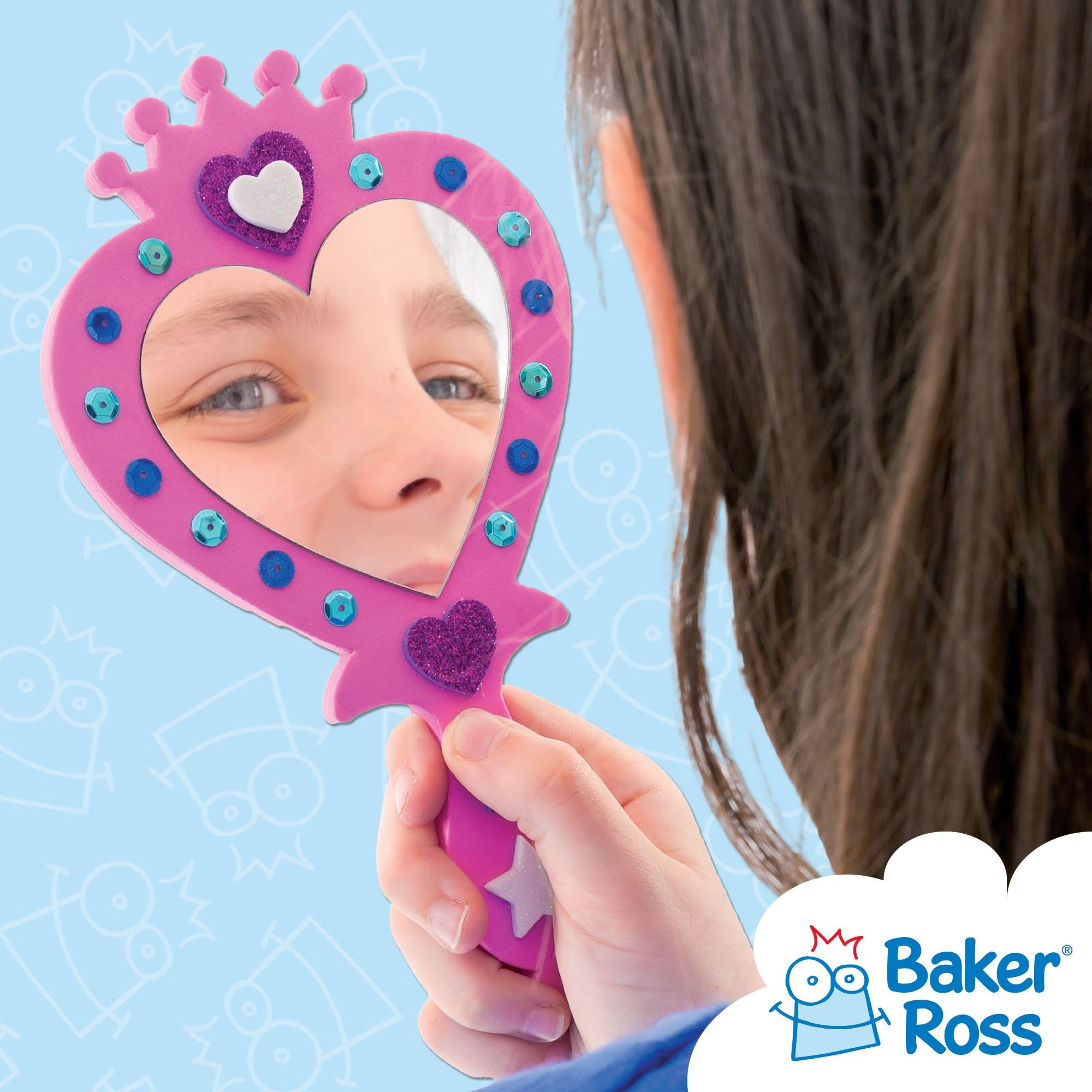 Baker Ross Princess Mirror Craft Kits - Pack of 4 | Foam Crafting | Assorted Designs 4