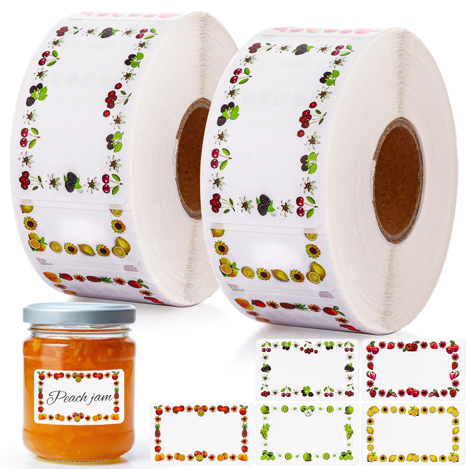 ASelected 1000 Pcs Jam Jar Labels, 30 x 50 mm All-Purpose Self-Adhesive Stickers, Multi-colored