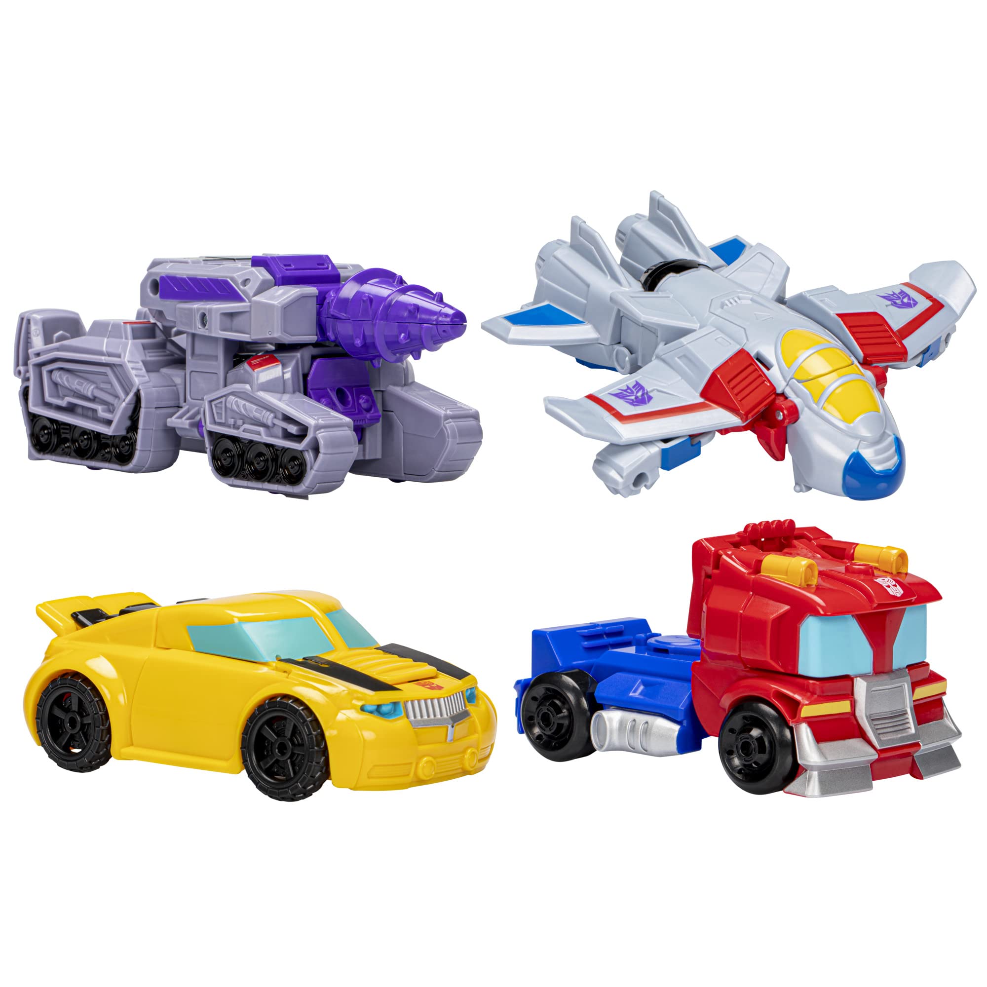 Transformers Heroes vs Villains 4-Pack Action Figures - Optimus Prime, Bumblebee, Megatron, Starscream | 11-cm Figures | Ages 3+