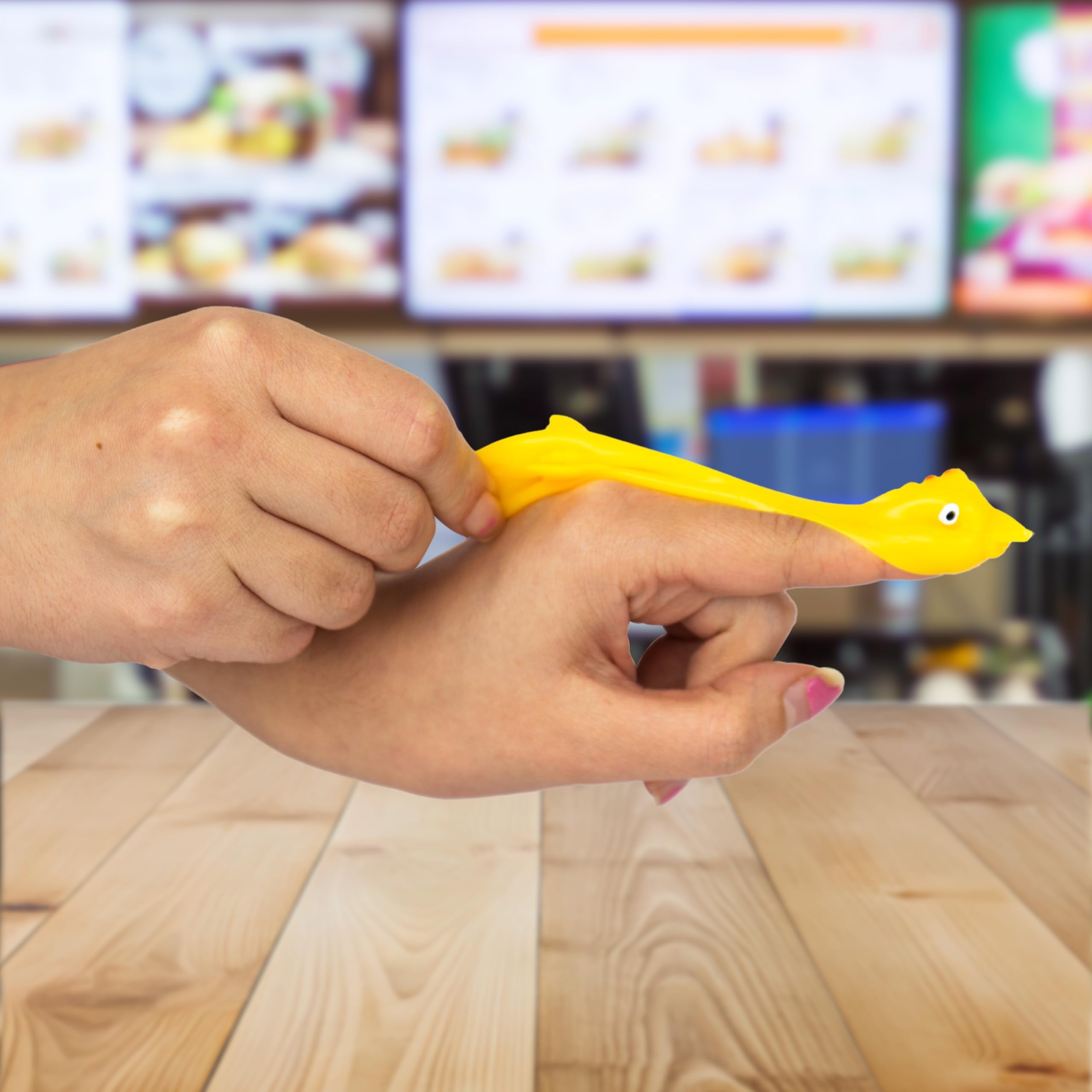 Gift Republic Finger Flicking Chicken Slingshot Game – Stretchy Rubber Chicken Catapult with Bucket 4