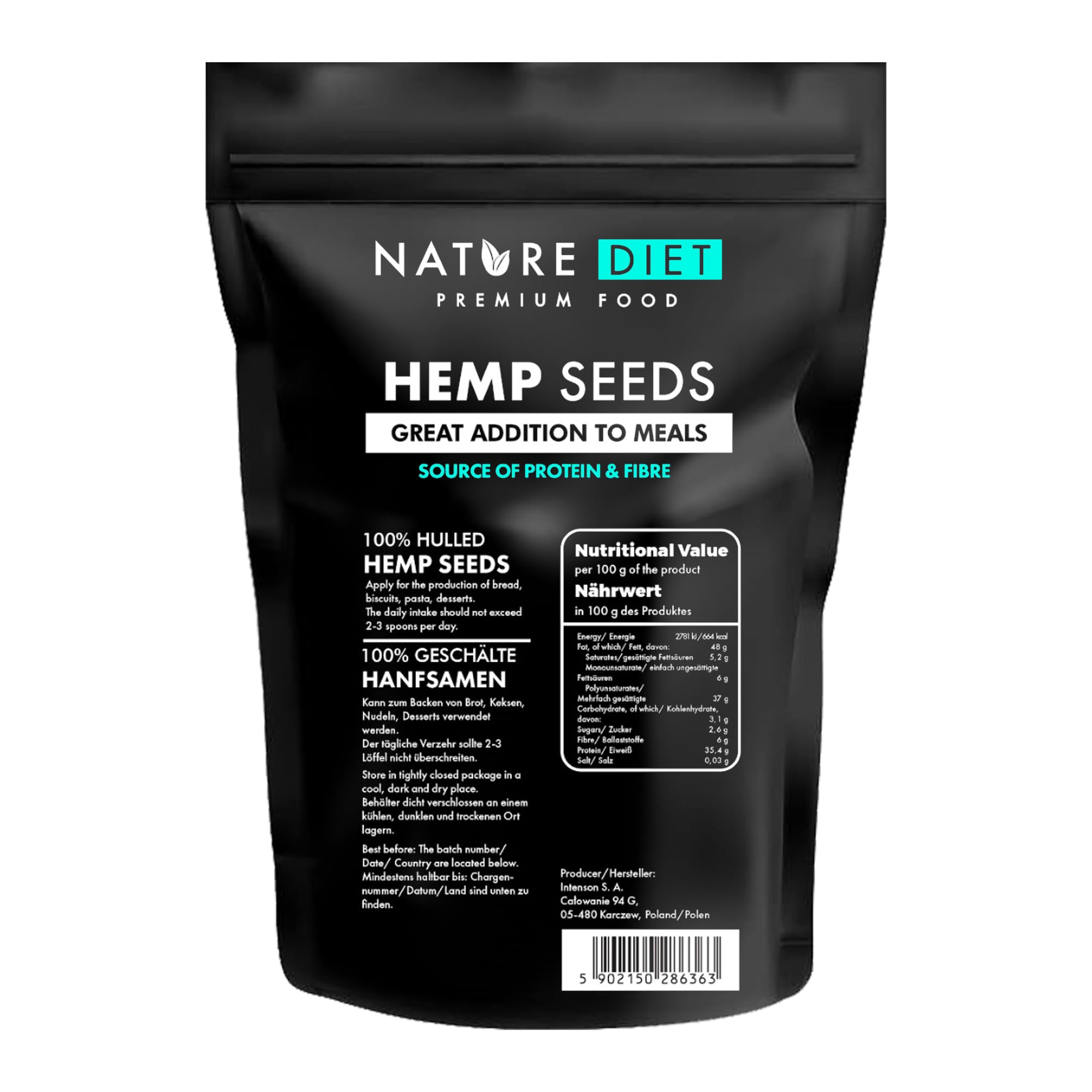 Nature Diet Hulled Hemp Seeds - 1000g Pack | High Protein & Fiber | Vegan & Gluten-Free 1