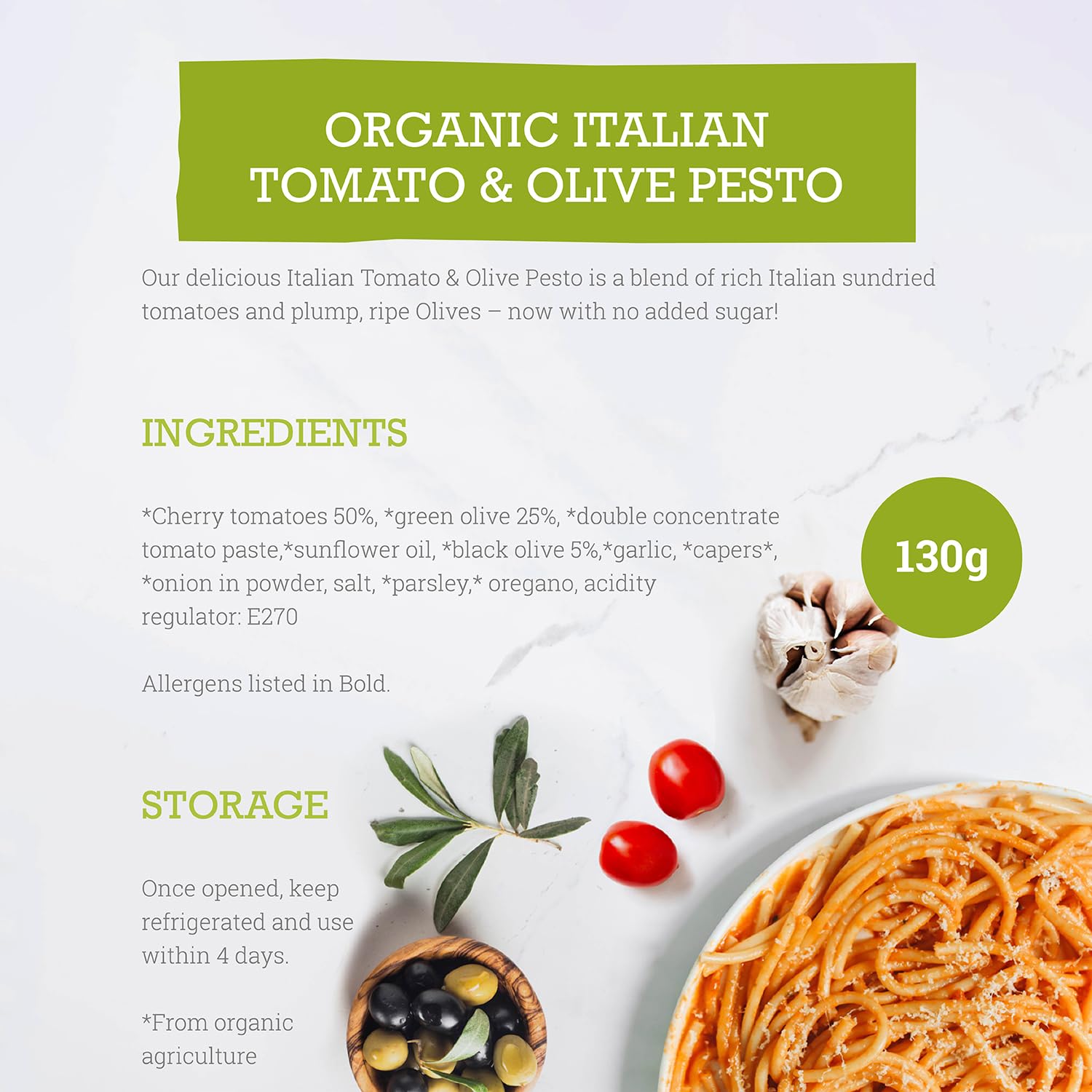 Mr Organic - Organic No Added Sugar Tomato & Olive Pesto 130g 6