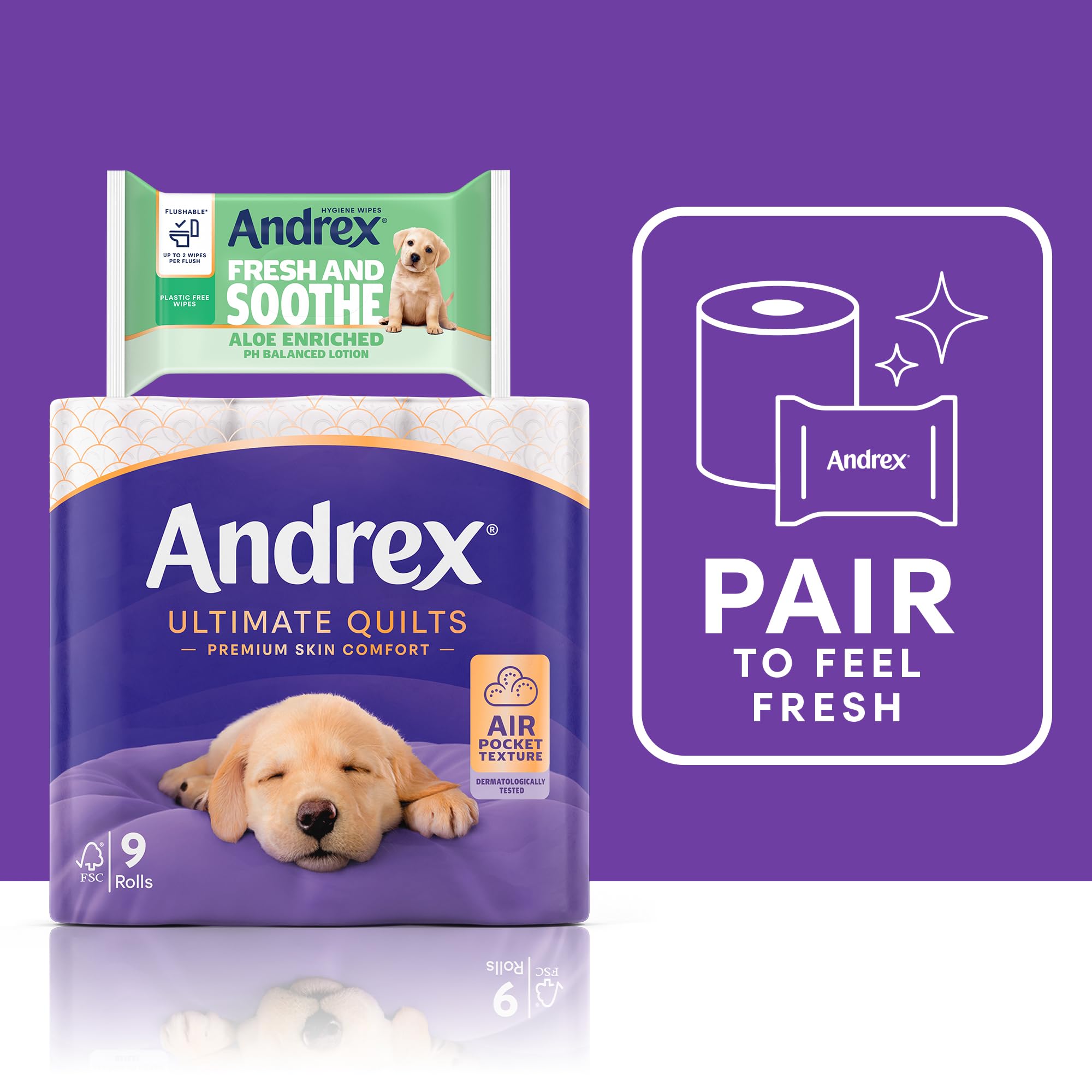 Andrex Ultimate Quilts Toilet Tissue - 9 Mega Rolls, 3-Ply, Unscented 4