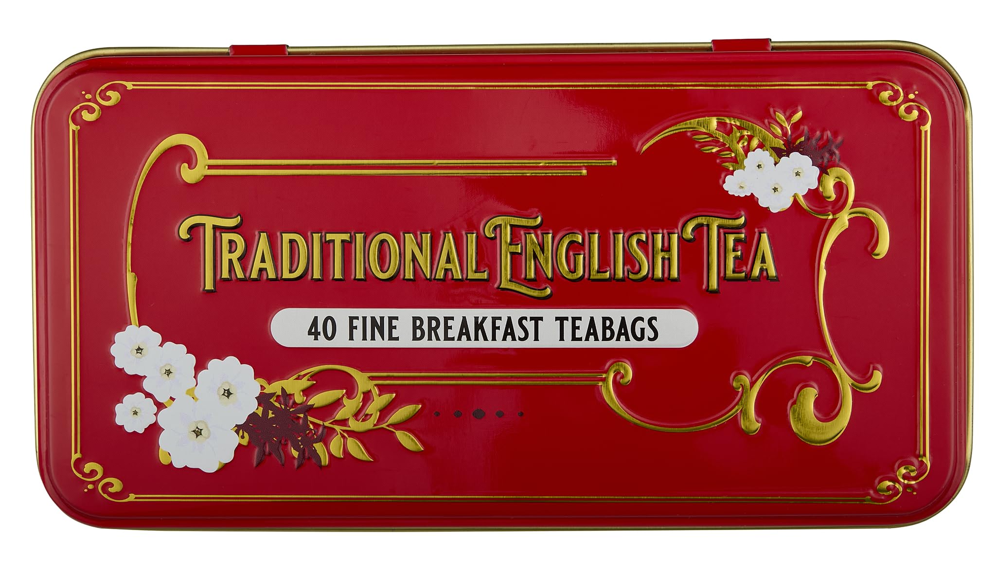 New English Teas Vintage Victorian Tea Tin in Berry-Red with 40 English Breakfast Teabags 13