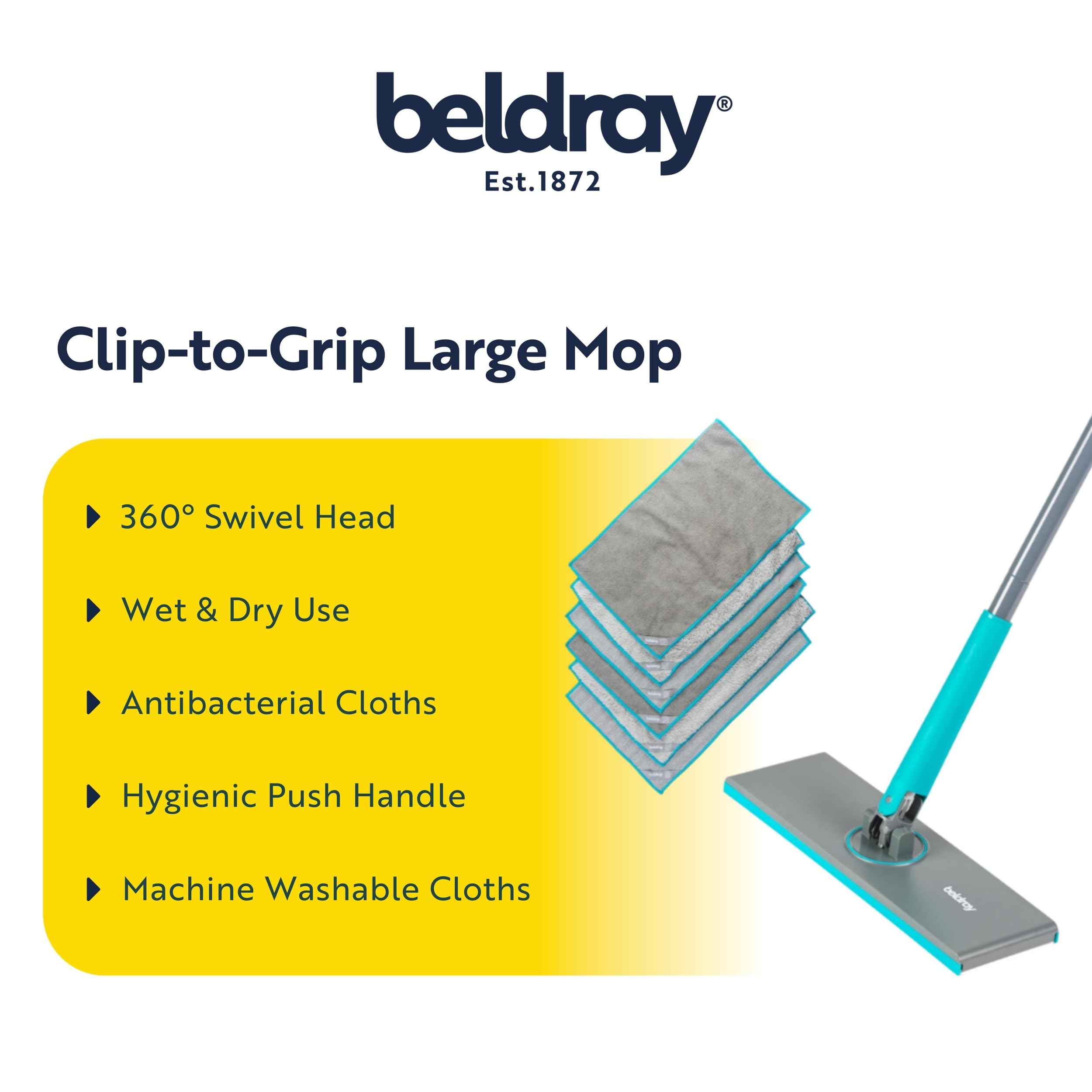 Beldray Anti-Bac Clip-to-Grip Large Mop for Tiles, Floors, Windows & Mirrors 5