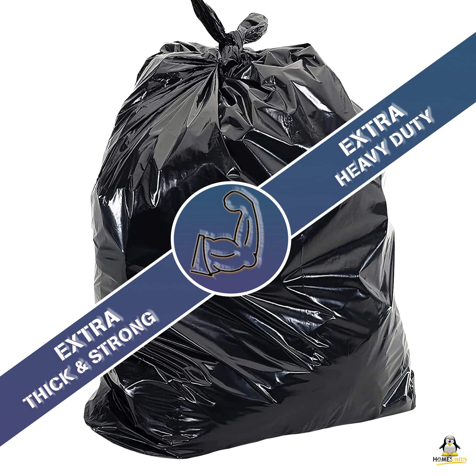 HomeSmith Extra Large & Extra Heavy Duty Refuse Sacks - 120L Capacity, 50 Count, Black 3