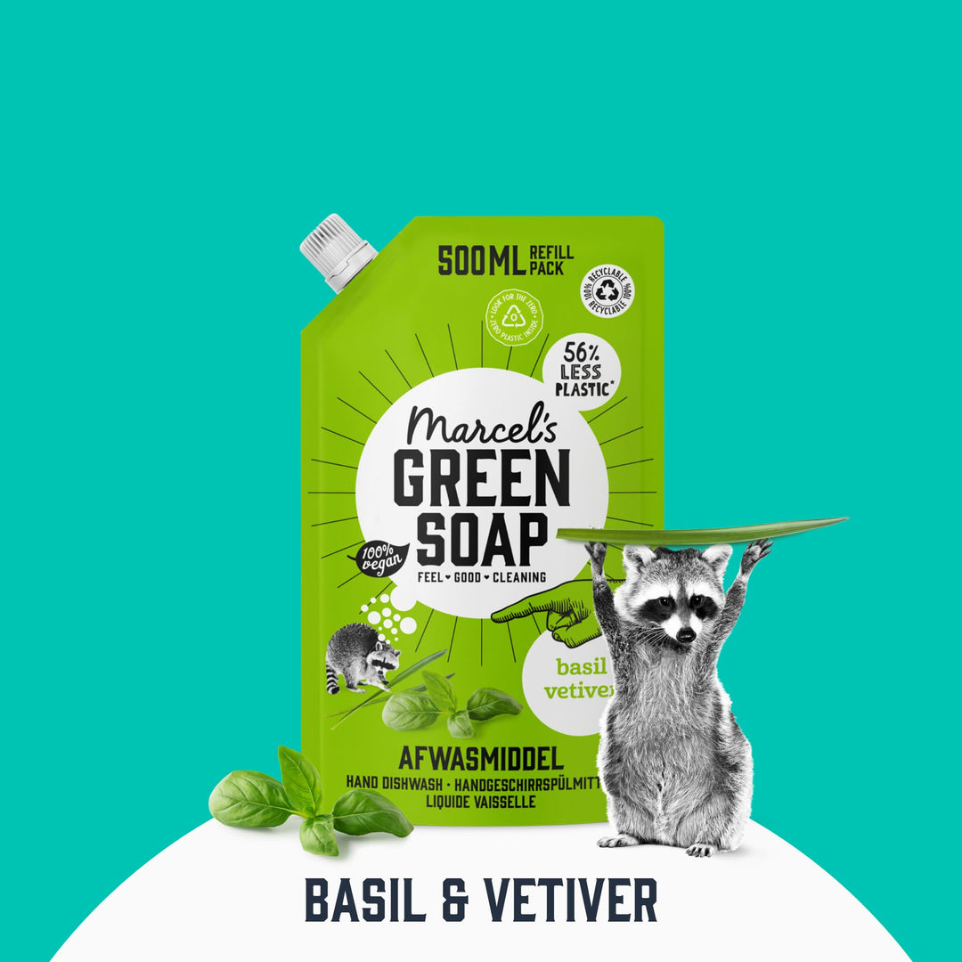 Marcel's Green Soap - Basil & Vetiver Washing-Up Liquid Refill