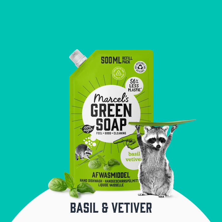 Marcel's Green Soap - Basil & Vetiver Washing-Up Liquid Refill