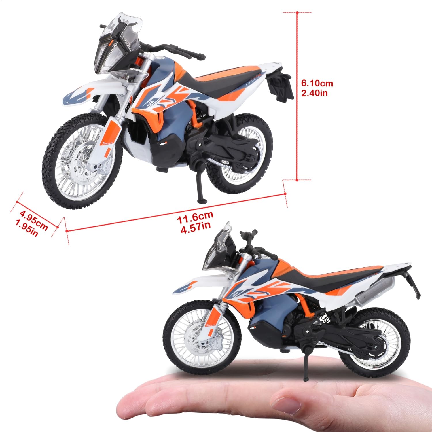 Bburago KTM 790 Adventure R Rally Motorbike Die-Cast Model - 1:18 Scale, White 7