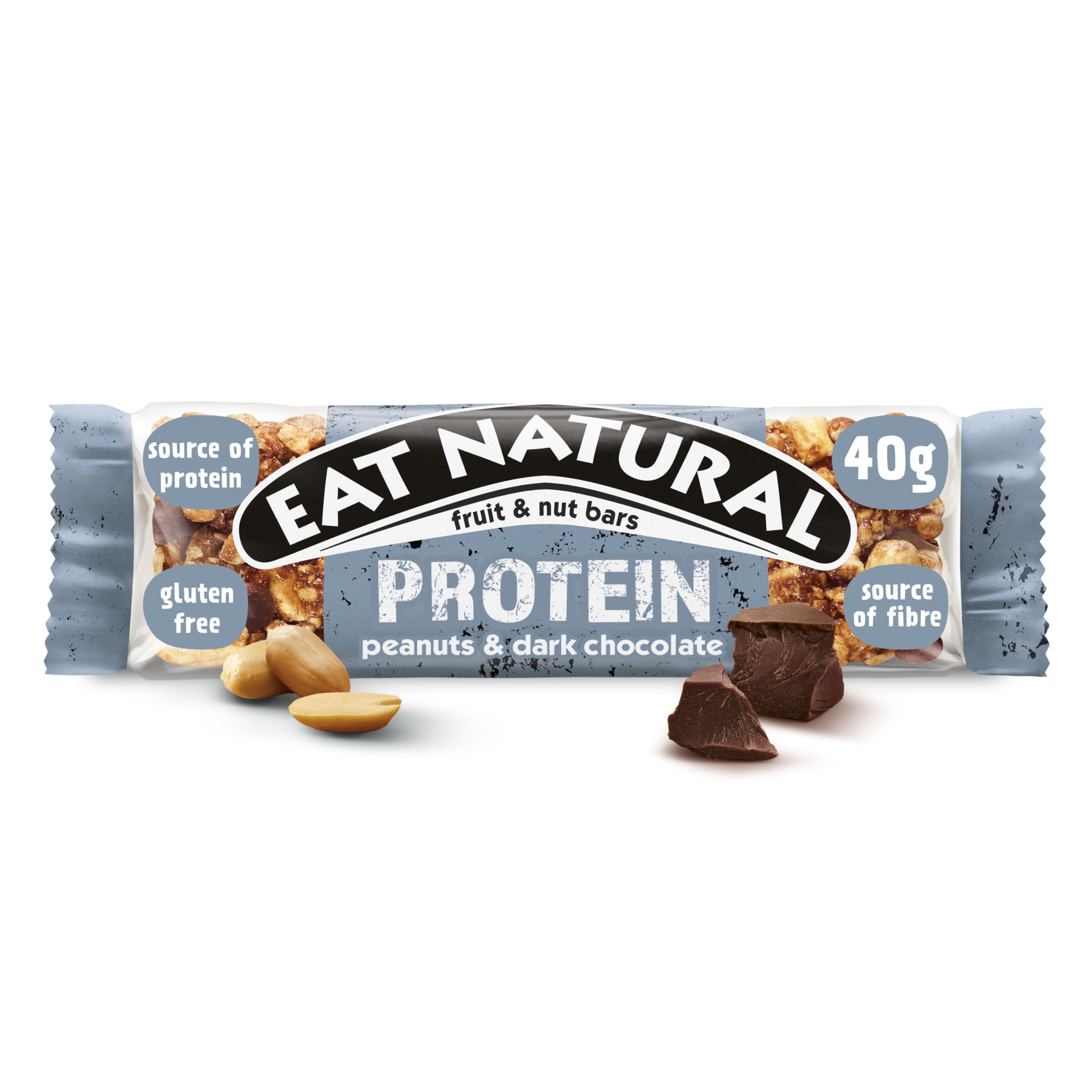 Eat Natural Protein Peanuts & Dark Chocolate Fruit & Nut Bars - Gluten Free, High Protein | 12 x 40g Bars