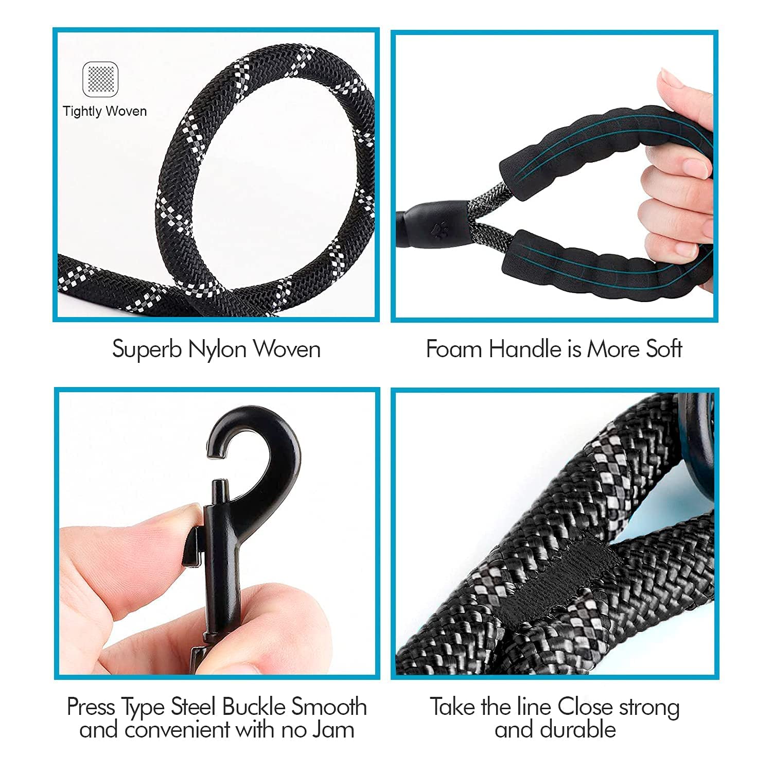 Edipets Dog Lead - Durable Slip Rope with Padded Handle | 60 Inches Black 5