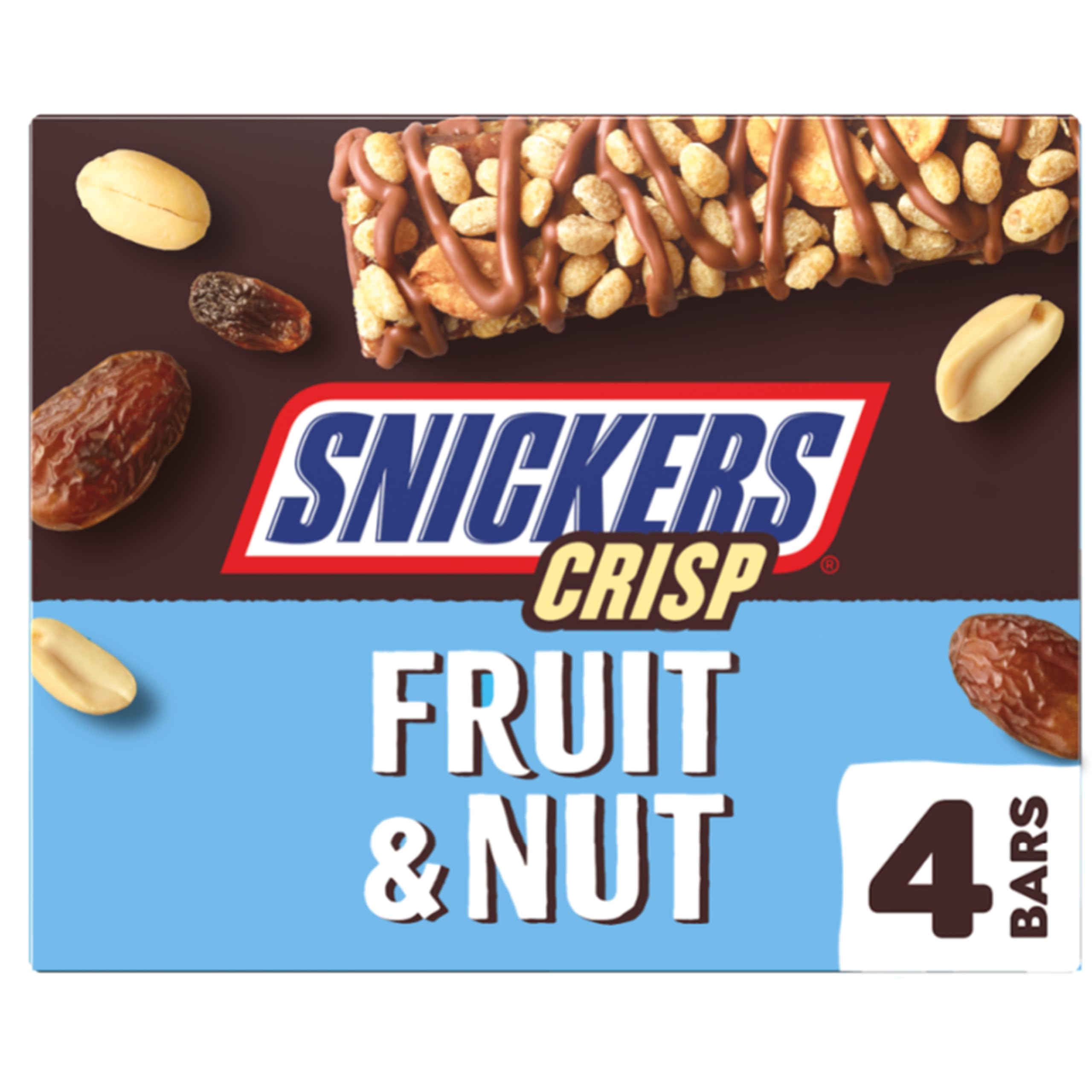 Snickers Crisp Fruit & Nut Milk Chocolate Snack Bars Multipack 4 x 32g
