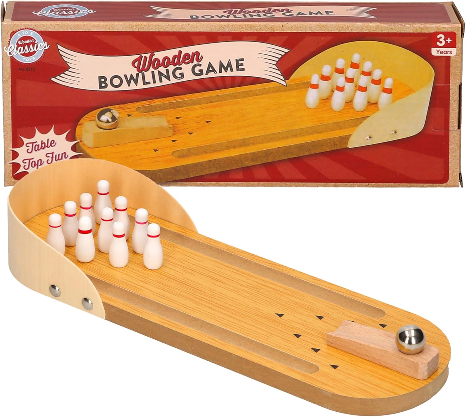 Padgett Bros 8212 Wooden Bowling Game Tabletop Skittles Set