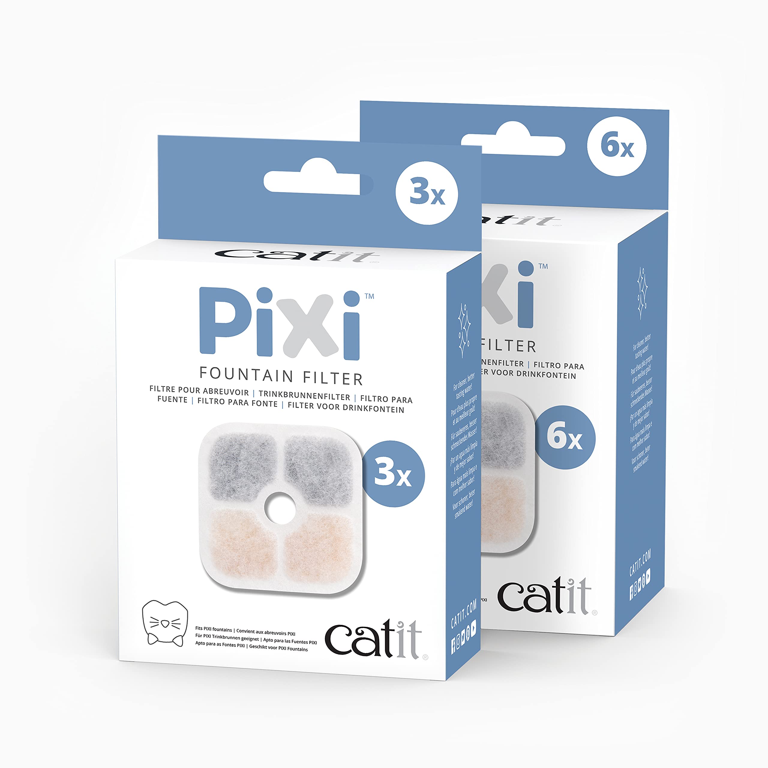 Catit PIXI Genuine Replacement Water Fountain Filter Cartridges - 6 Pack | Triple Action Filtration 5