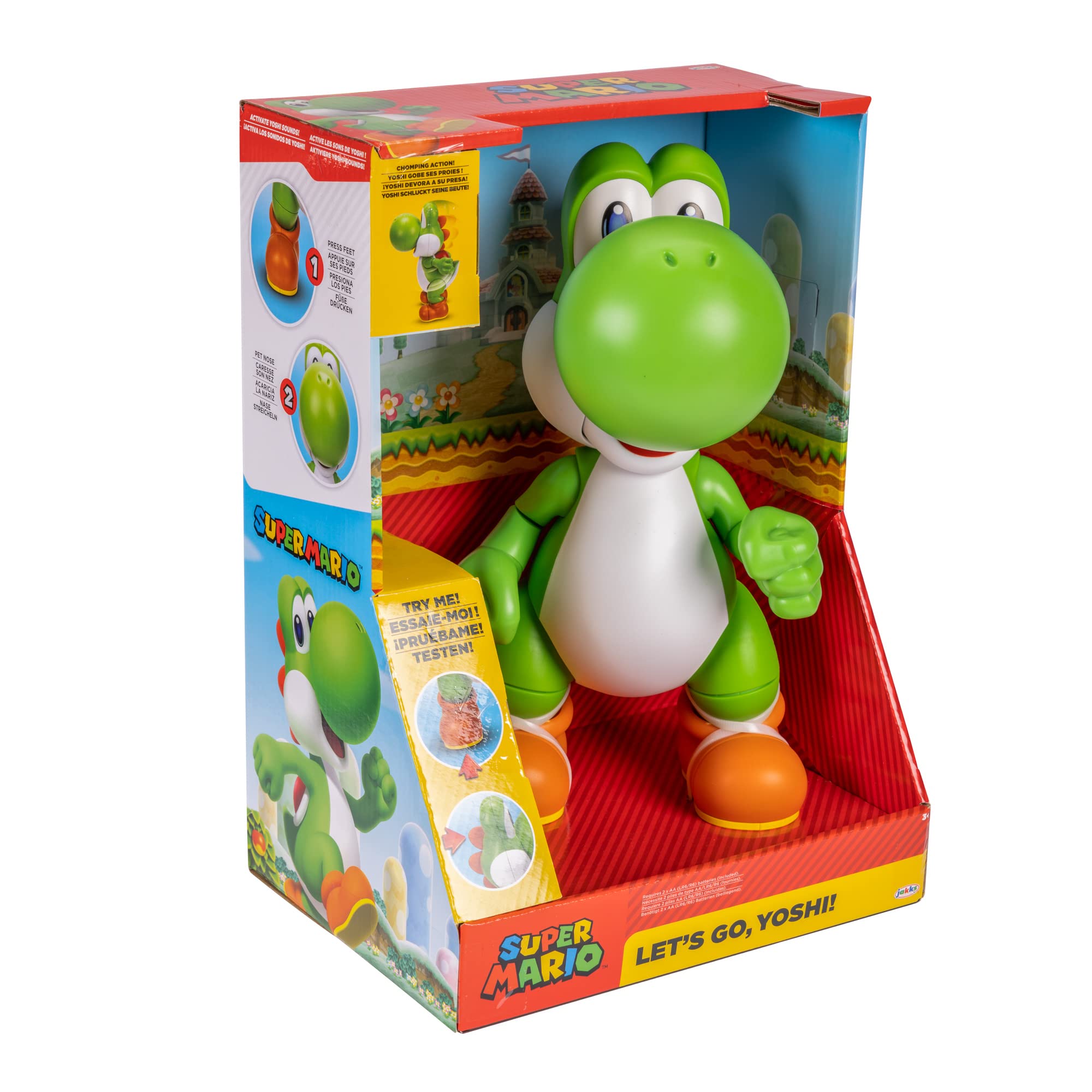 Super Mario Let's Go Yoshi Interactive Action Figure | 12" Tall | Ages 3+ 5