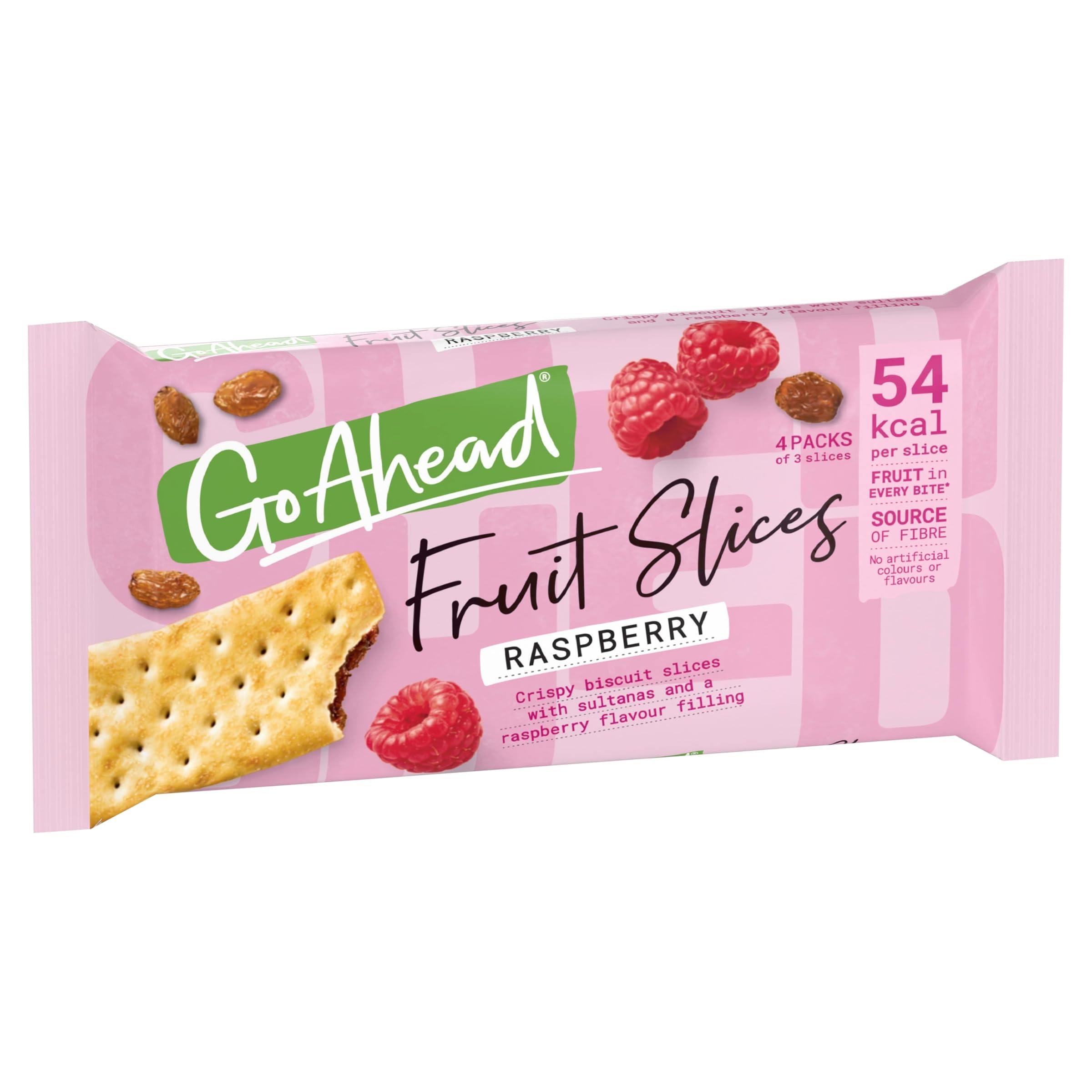 Go Ahead Raspberry Crispy Fruit Slices Snack Bars - 4 x 43.6 g Multipack