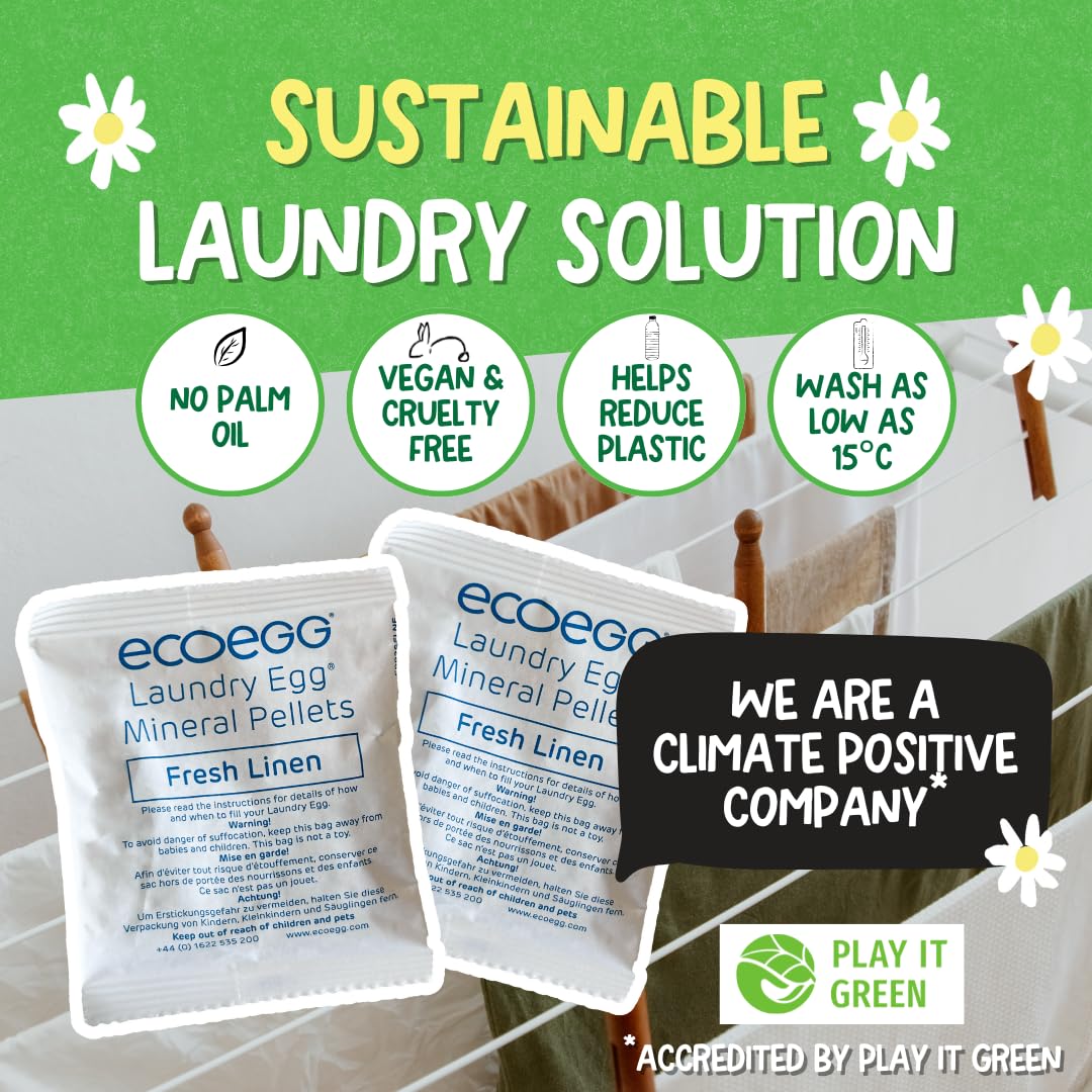 Ecoegg Laundry Egg Refills Detergent and Fabric Softener Replacement Mineral Pellets Fresh Linen 5