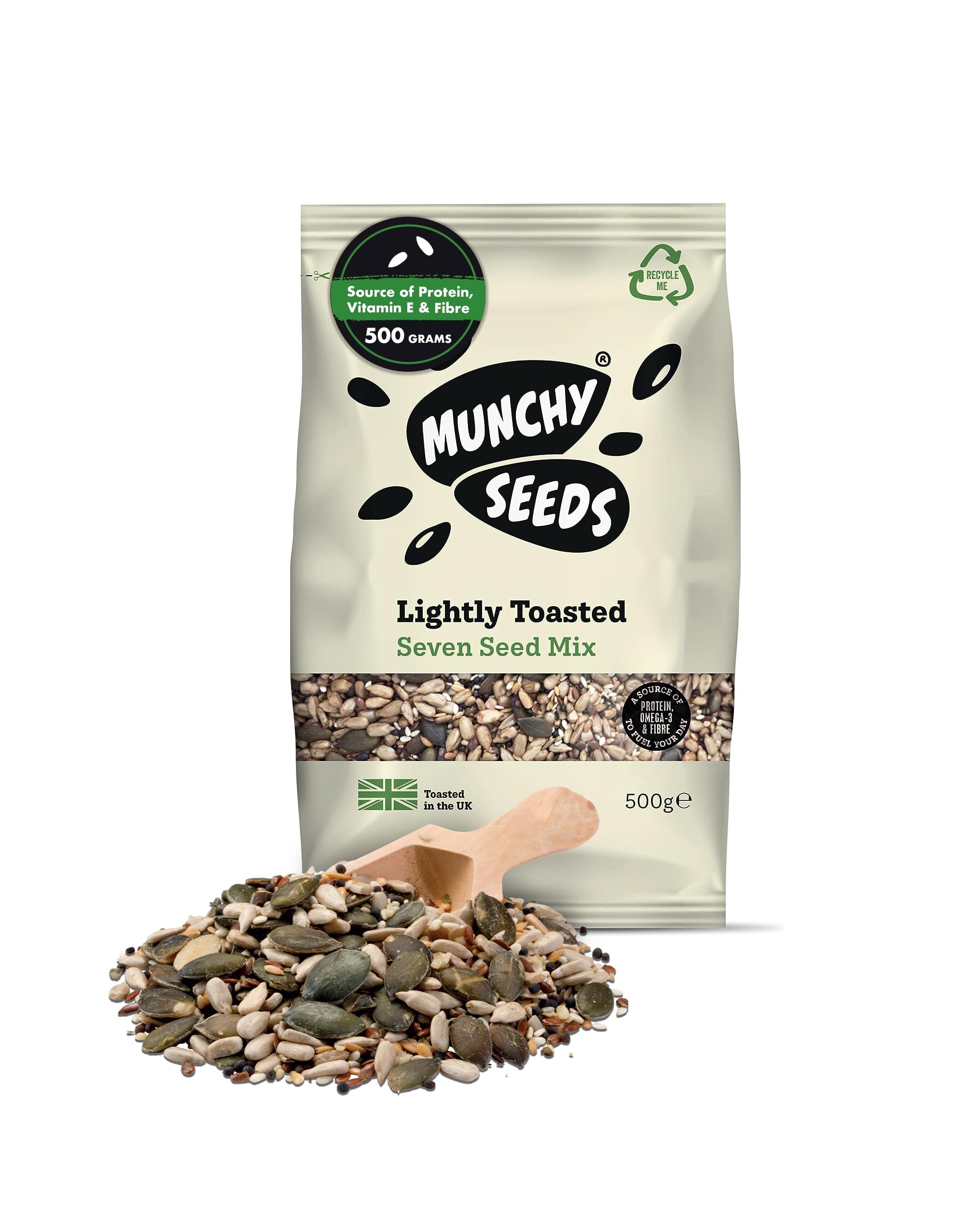 Munchy Seeds Lightly Toasted 7 Seed Mix - 500g | Source of Protein & Fibre | Vegan Snack