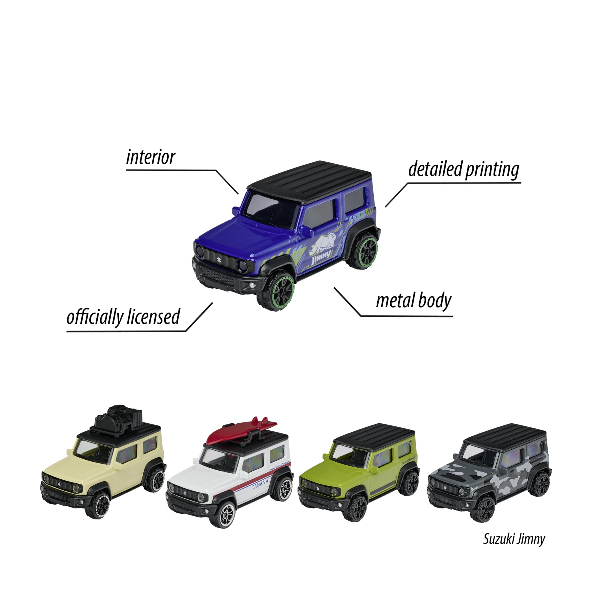 Majorette Suzuki Jimny 5er-Pack SUV-Spielzeugautos aus Metall – Geschenkset zum Sammeln für Kinder ab 3 Jahren 4