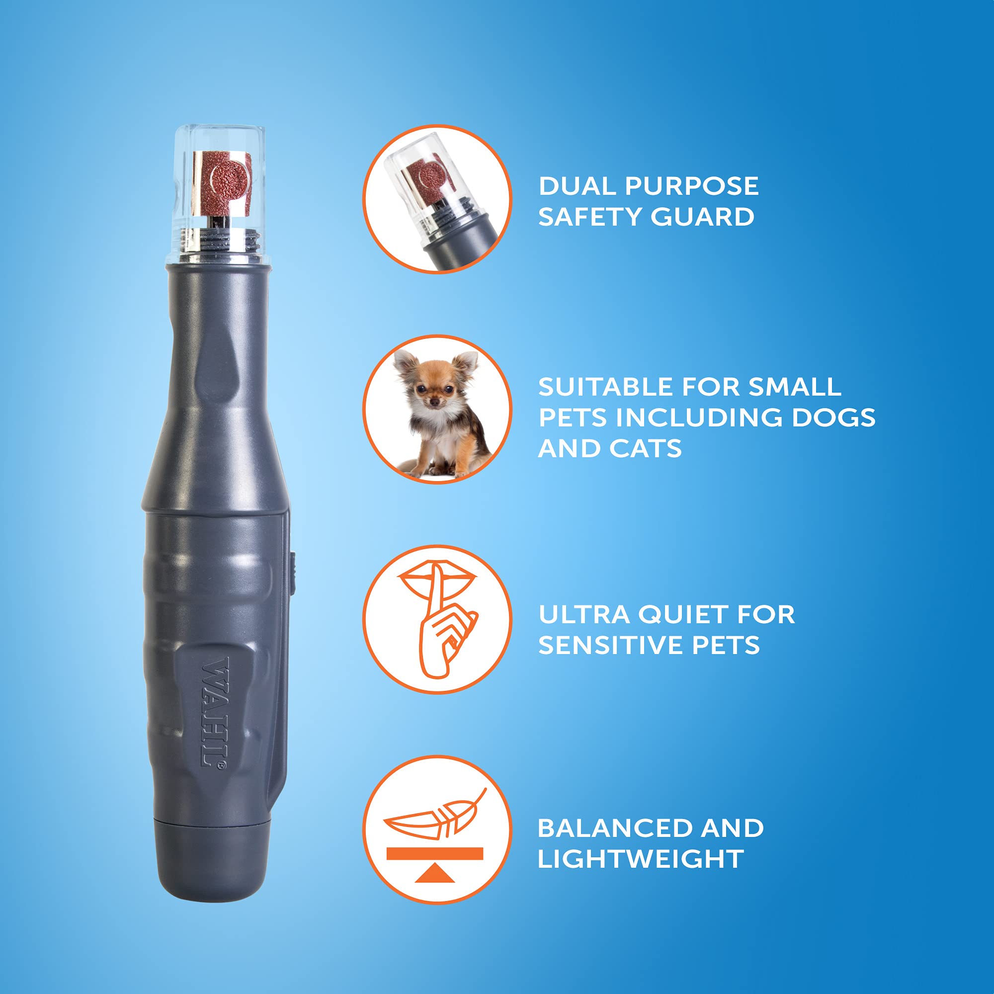 Wahl Battery Nail Grinder - Dual-Speed Rotary Filing | Portable & Low Noise | Includes 2 Grinding Heads 2