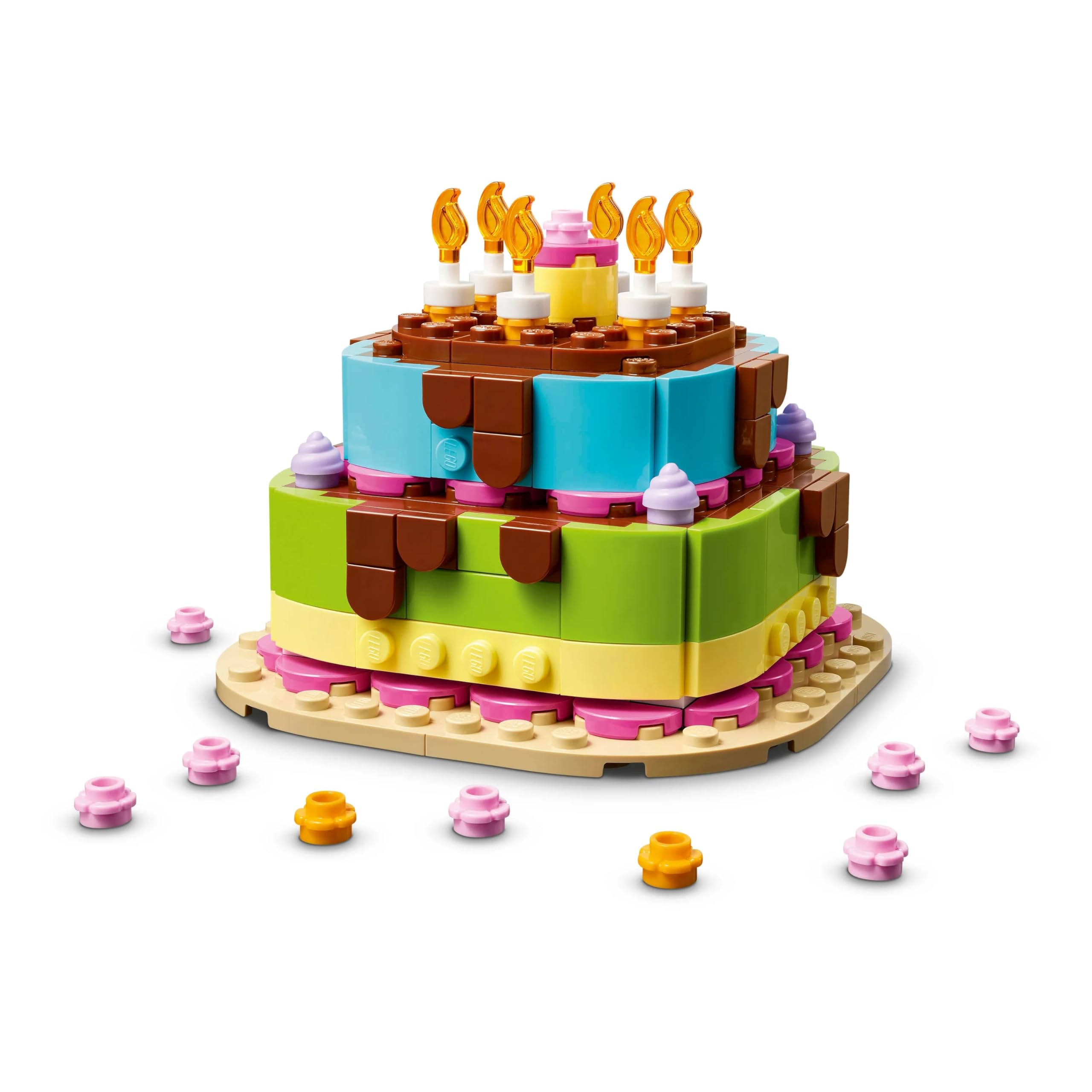 LEGO Birthday Party Cake Building Set - Customizable Decorations & 10 Candles | Model 40815