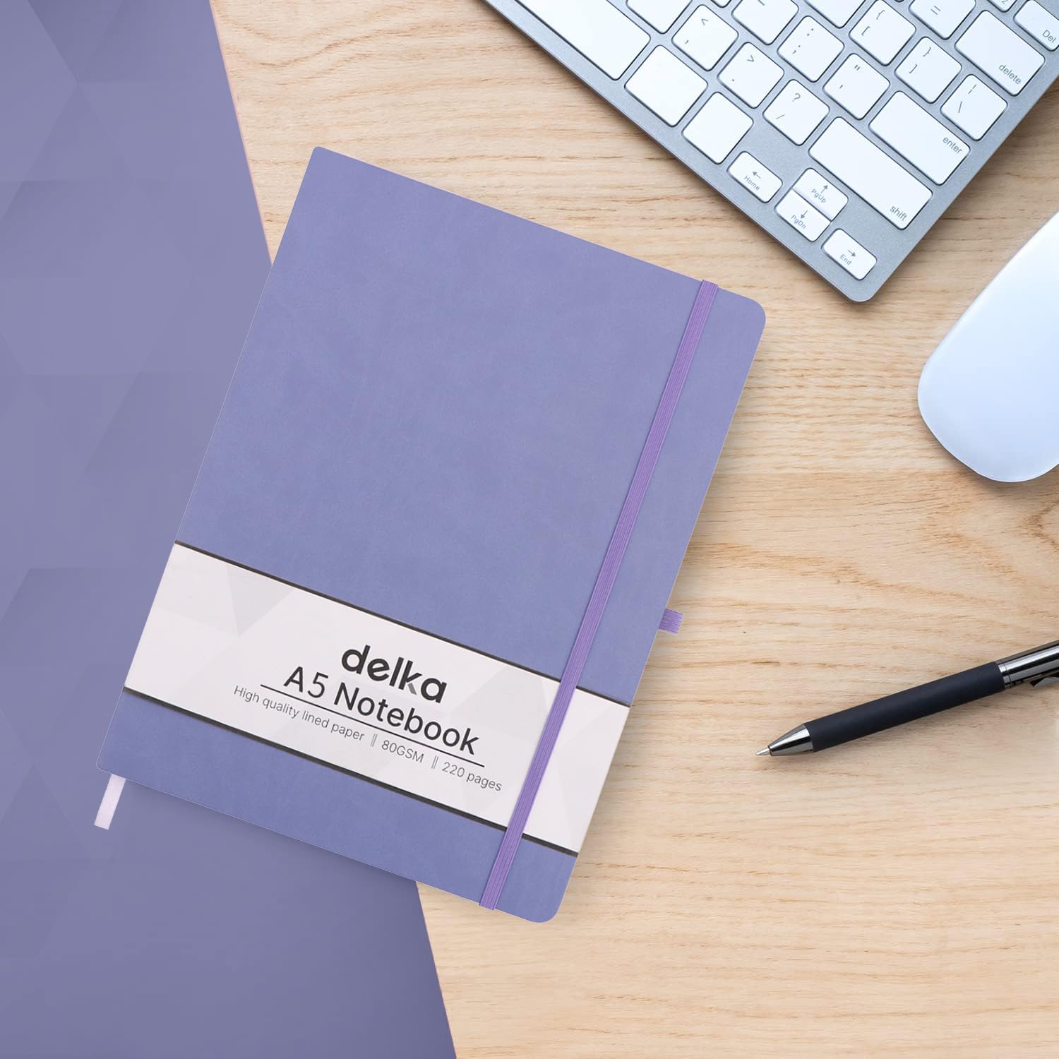 delka A5 Notebook - 220 Pages Ruled Journal with Vegan Leather Soft Cover | Purple 4